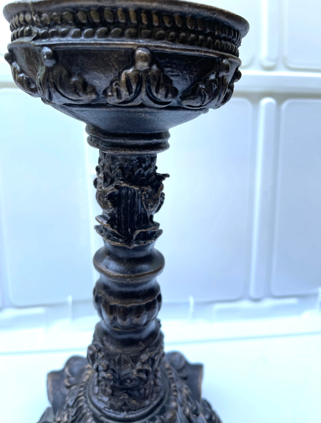 UNITY CANDLE RENTAL FRENCH VICTORIAN ORNATE CANDLE HOLDER BRONZE GOLD