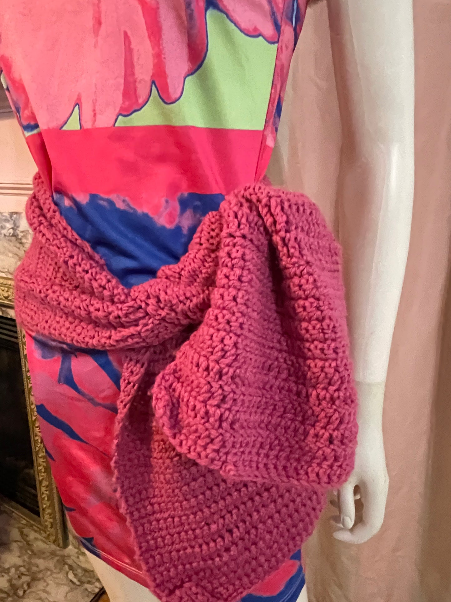 Hand Knit Pink Scarf