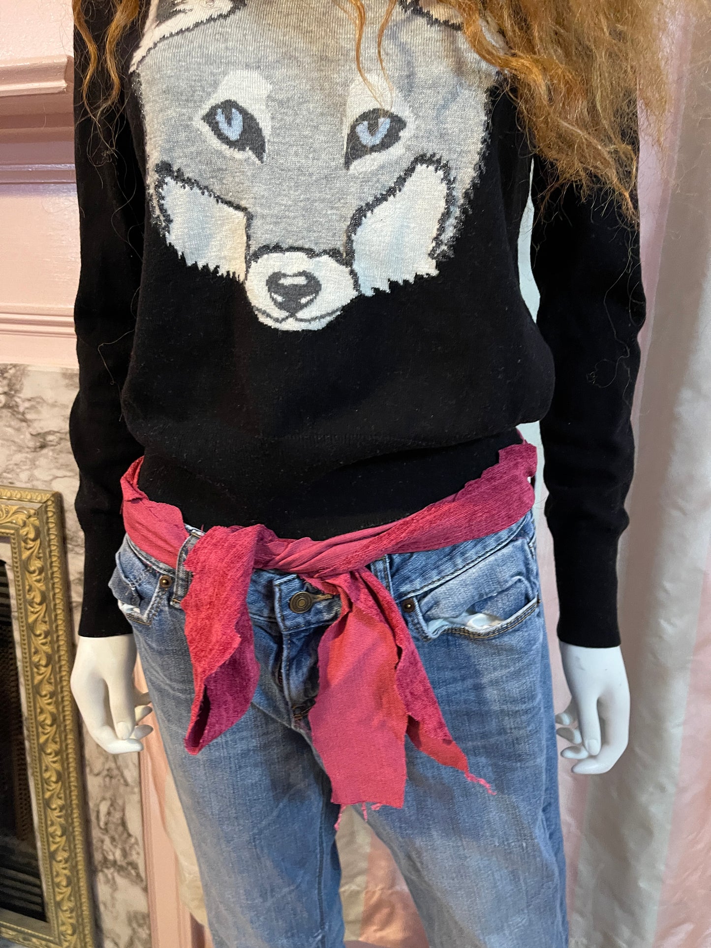 Black Wolf Sweater & Distressed Jeans
