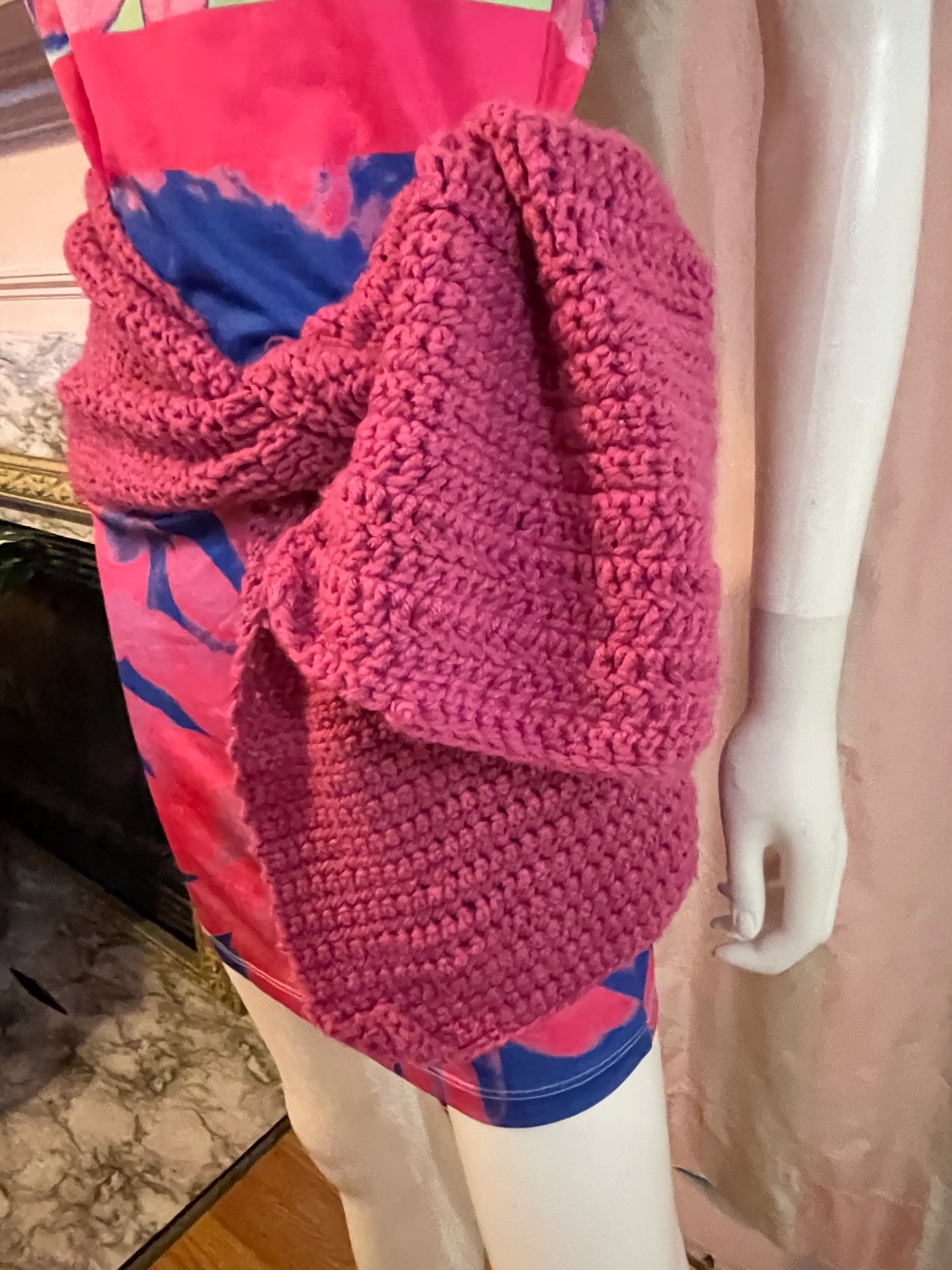 Hand Knit Pink Scarf