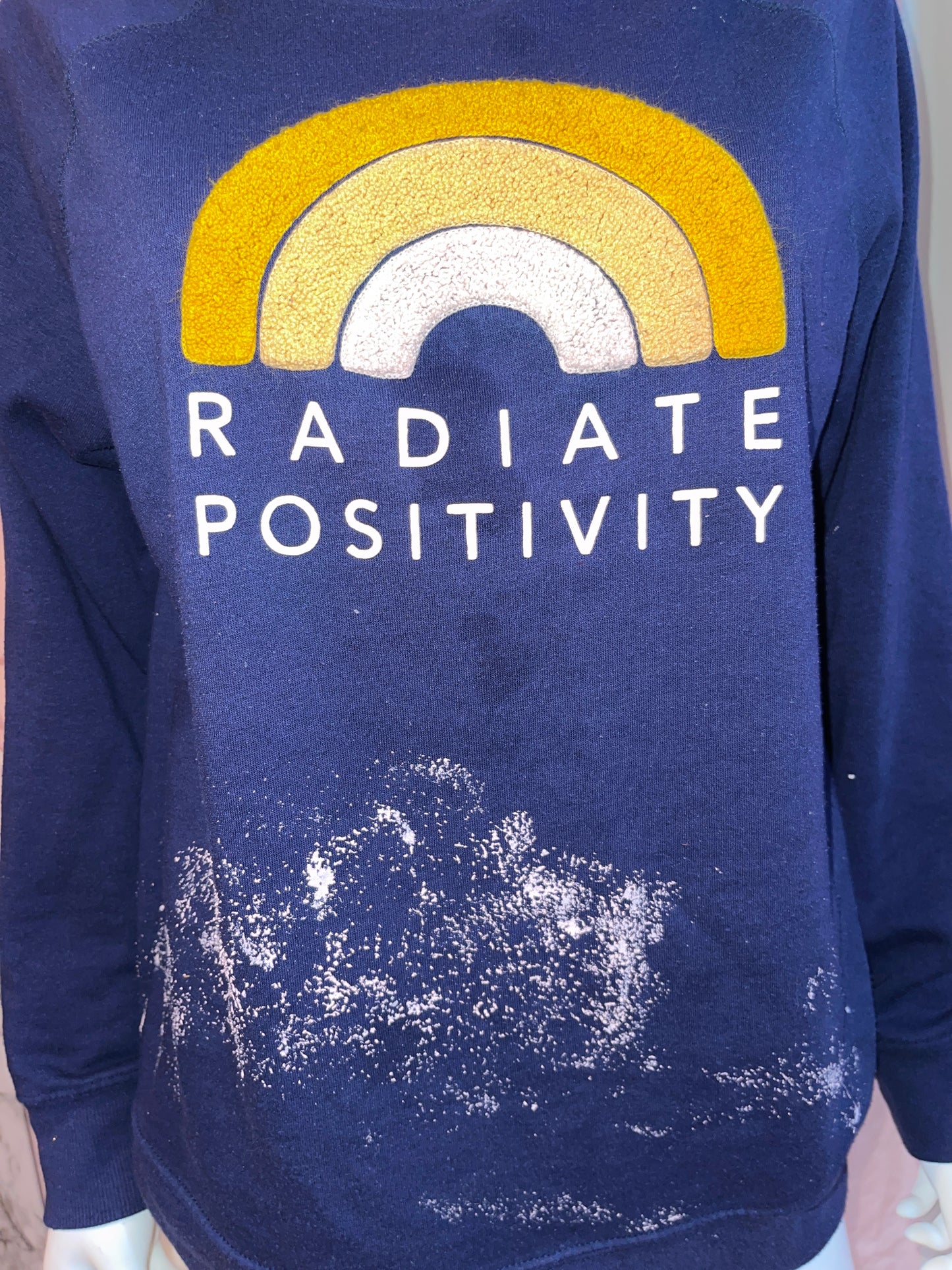 Radiate Positivity Embroidered Knit Sweatshirt Blue