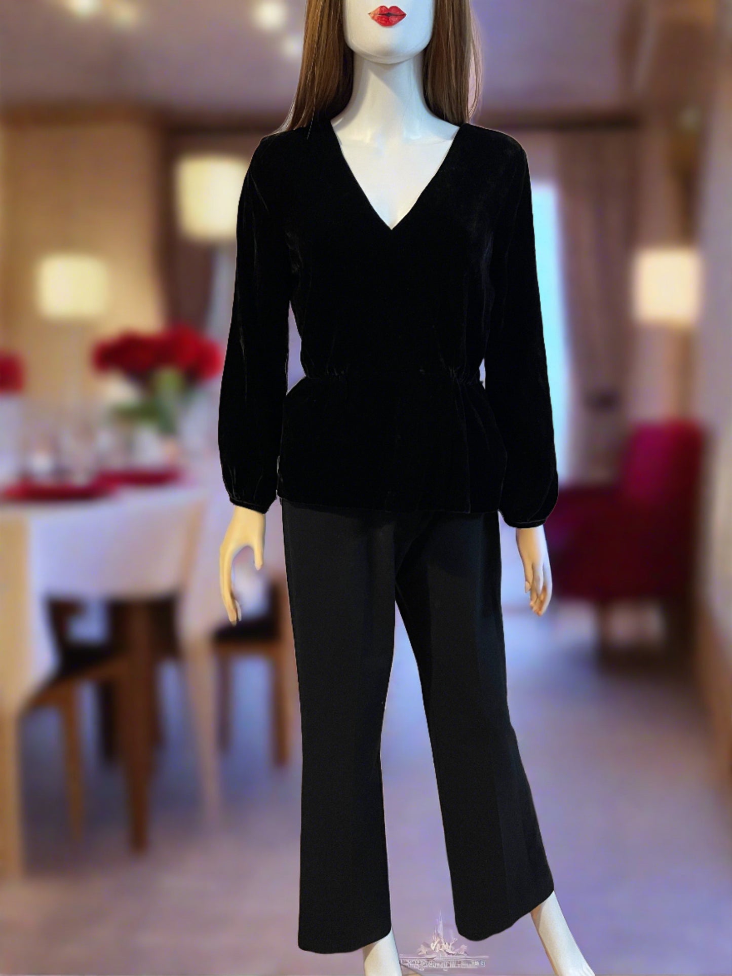Black velvet shirt & Black Pants