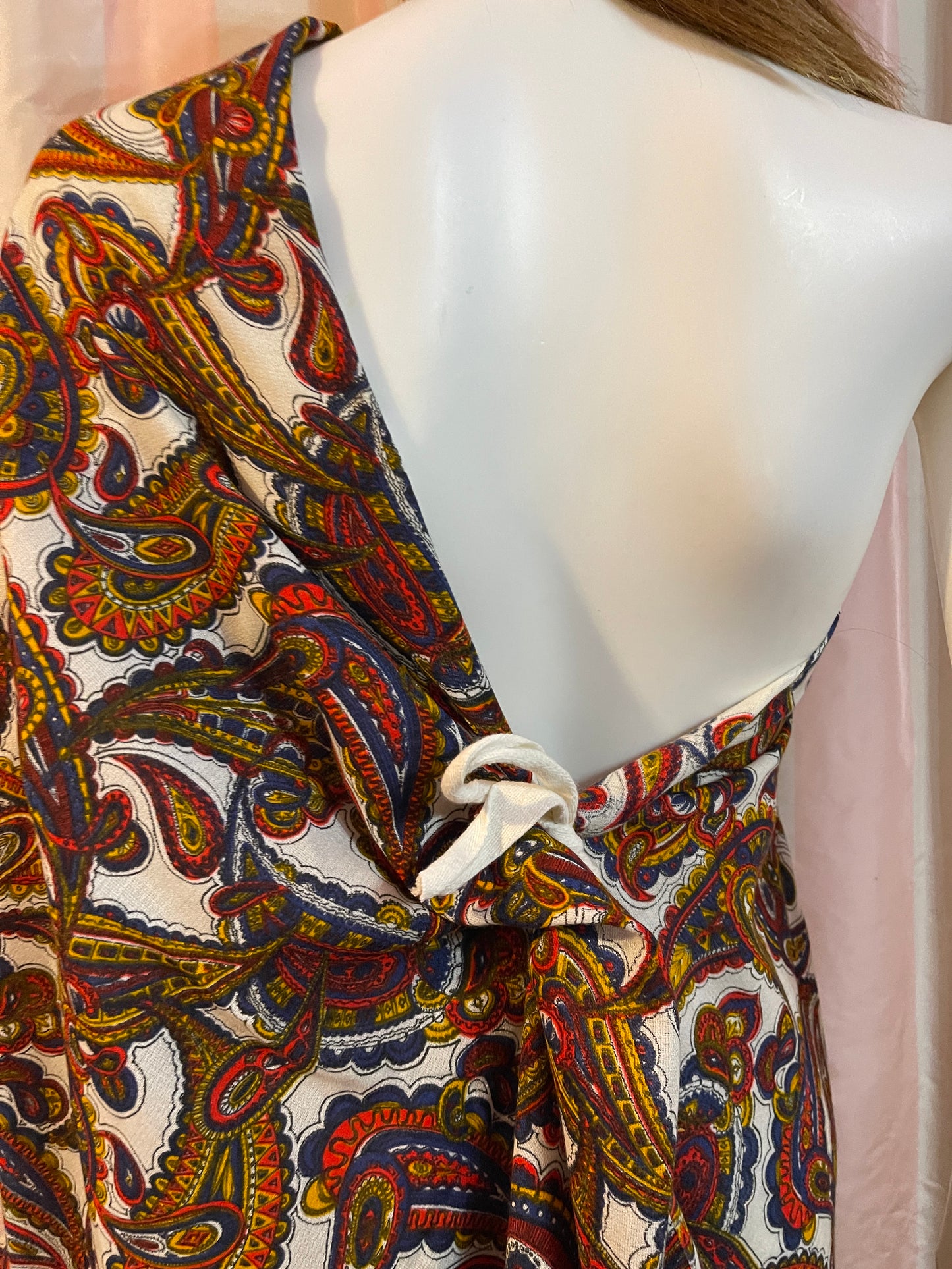 Raw Edge Wrap Paisley Kaftan Dress Beach Cover