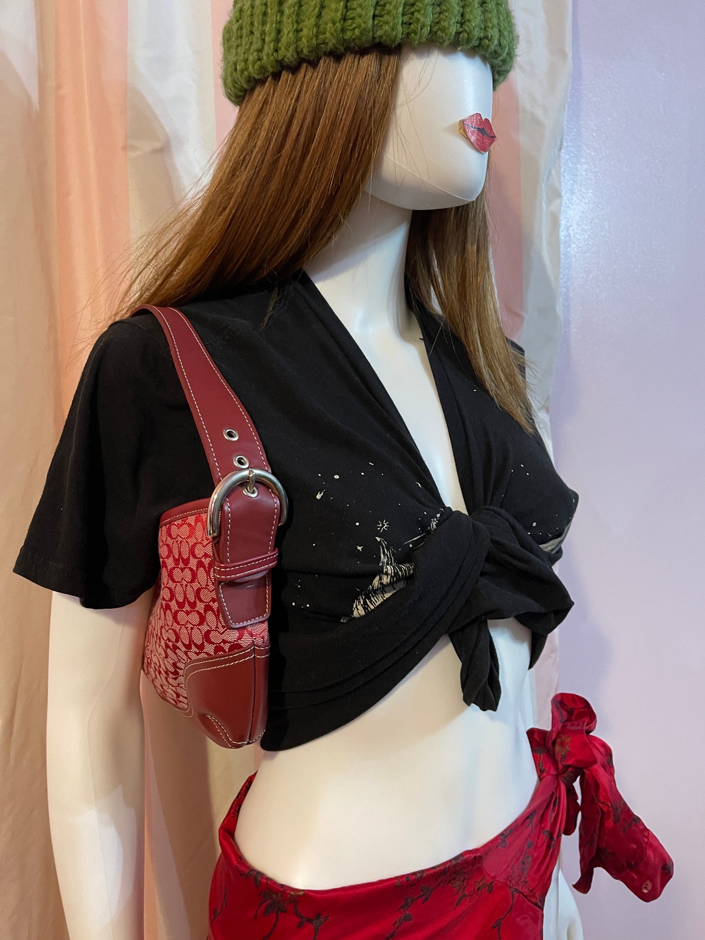 Black Tee & Red Sarong