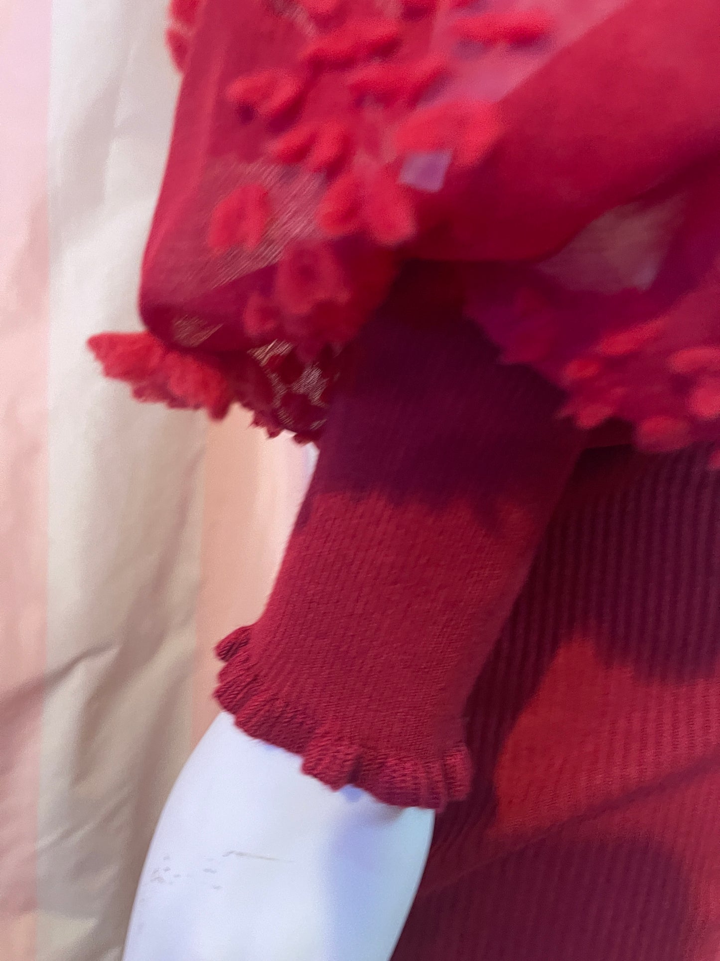 Red Lace Knit Sweater Dress
