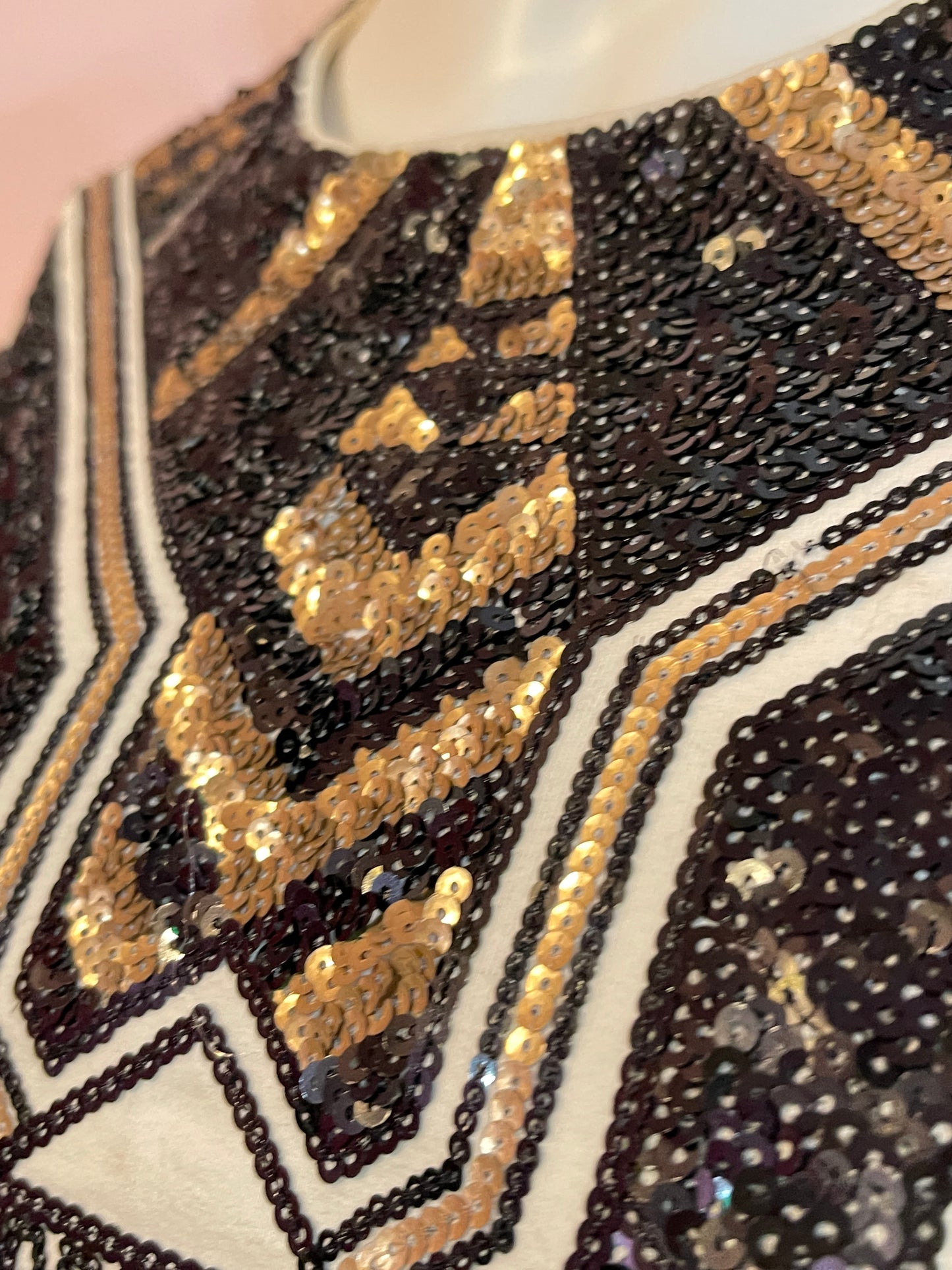 White Black Tribal Abstract Sequin Mini Dress