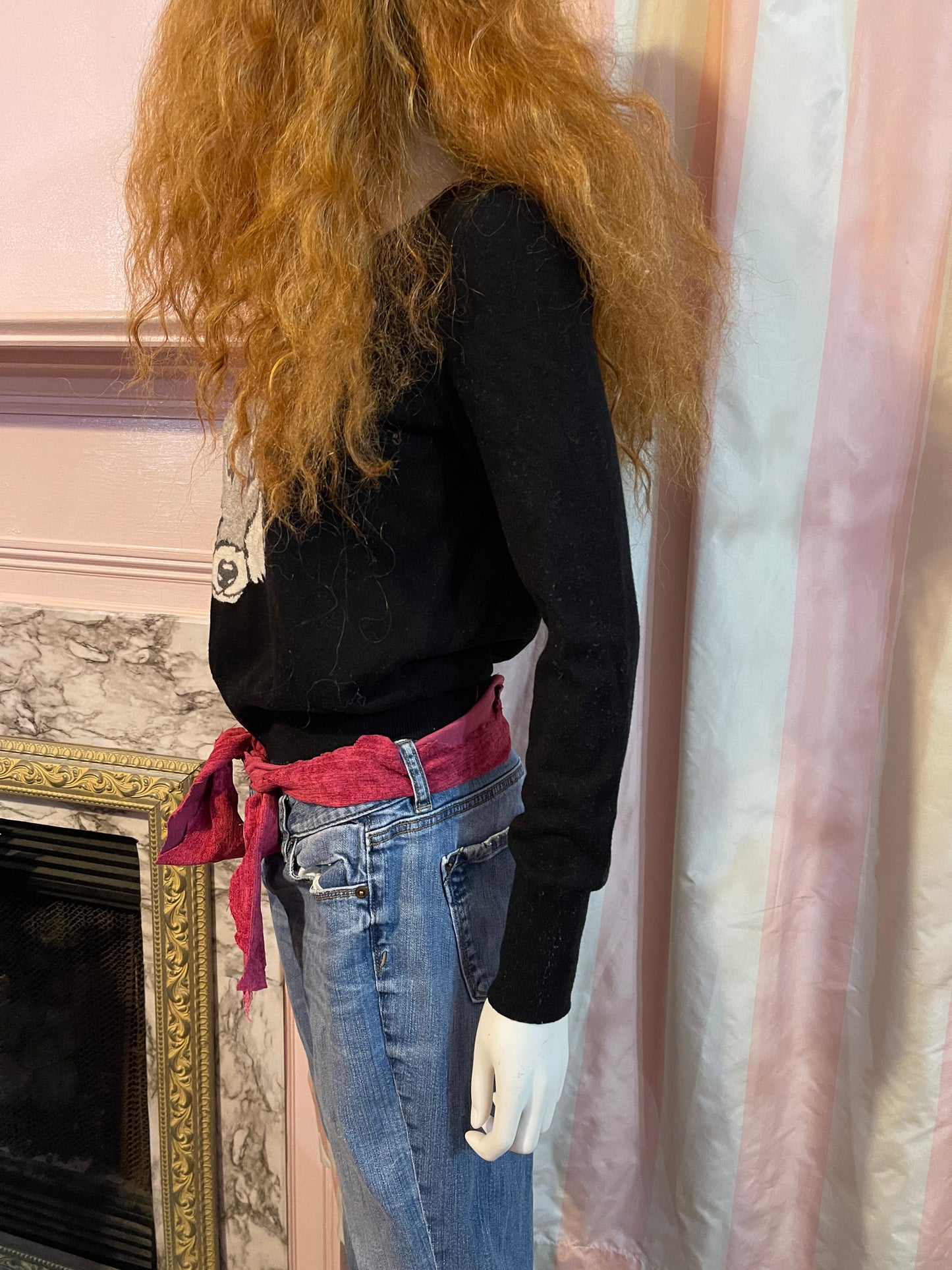 Black Wolf Sweater & Distressed Jeans