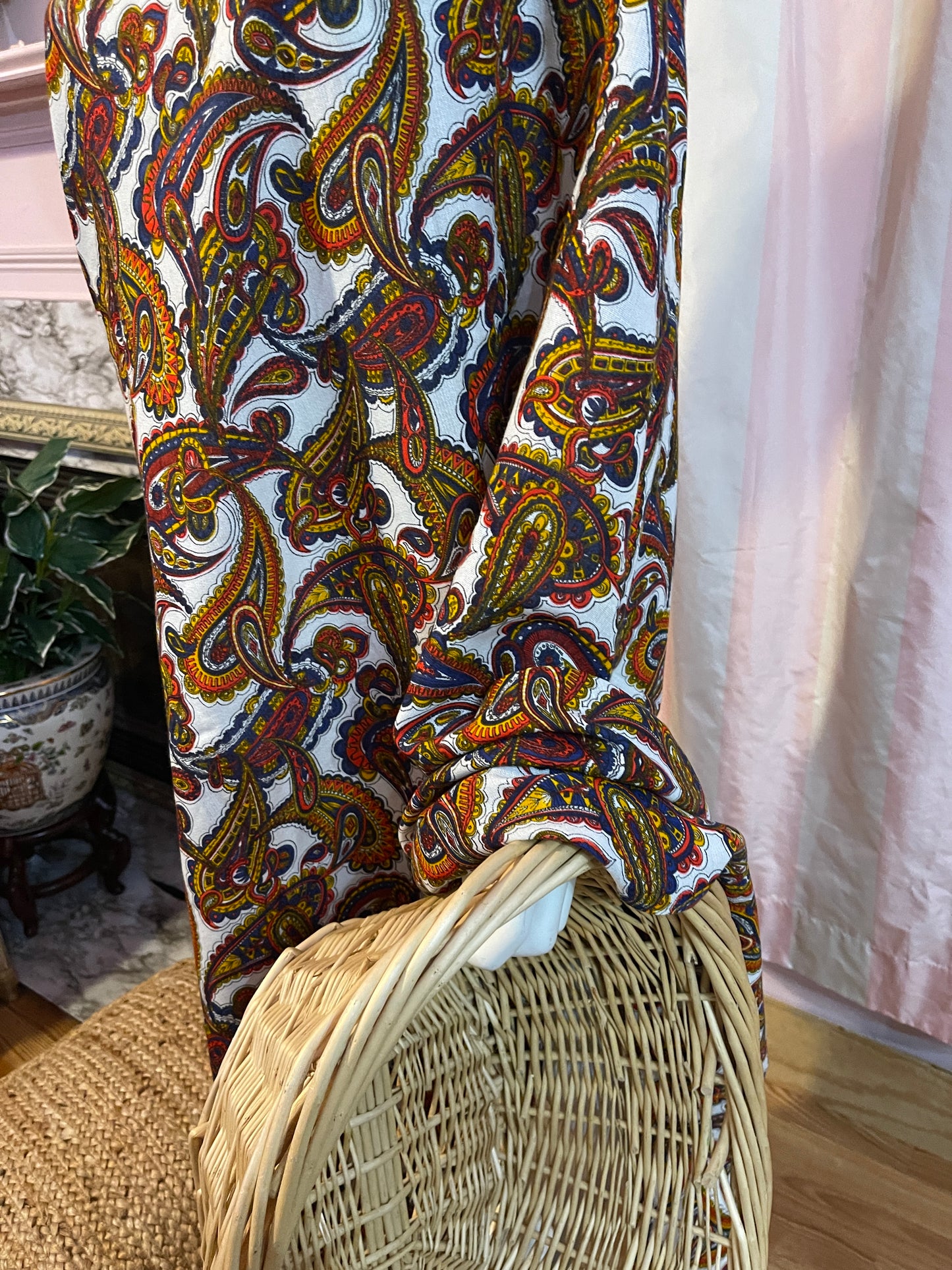 Raw Edge Wrap Paisley Kaftan Dress Beach Cover