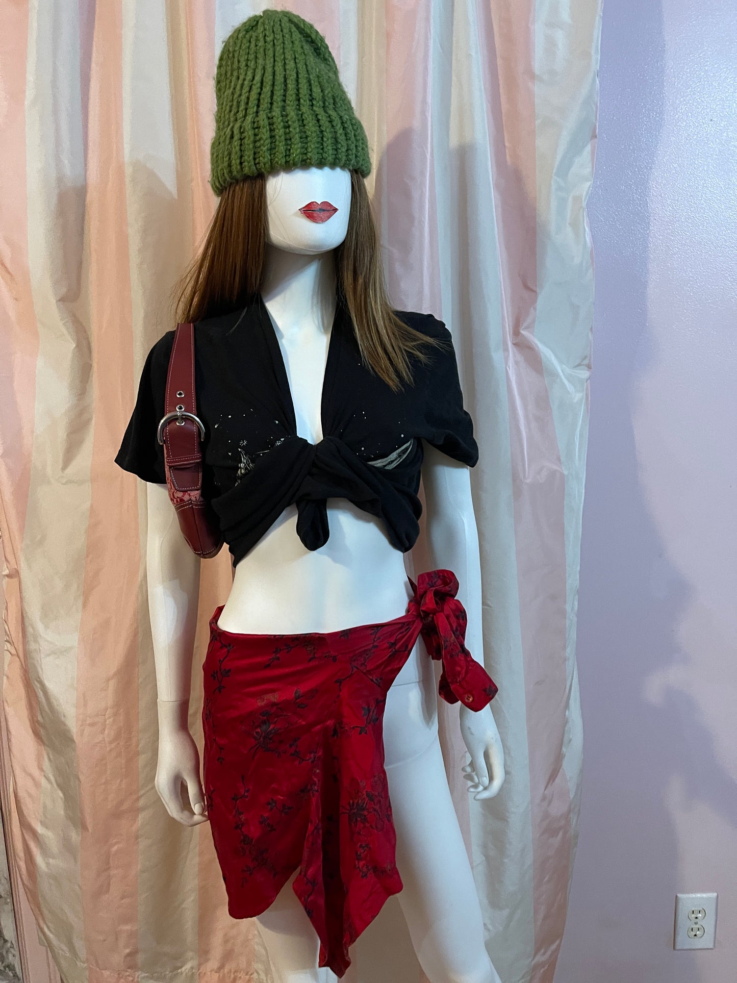 Black Tee & Red Sarong