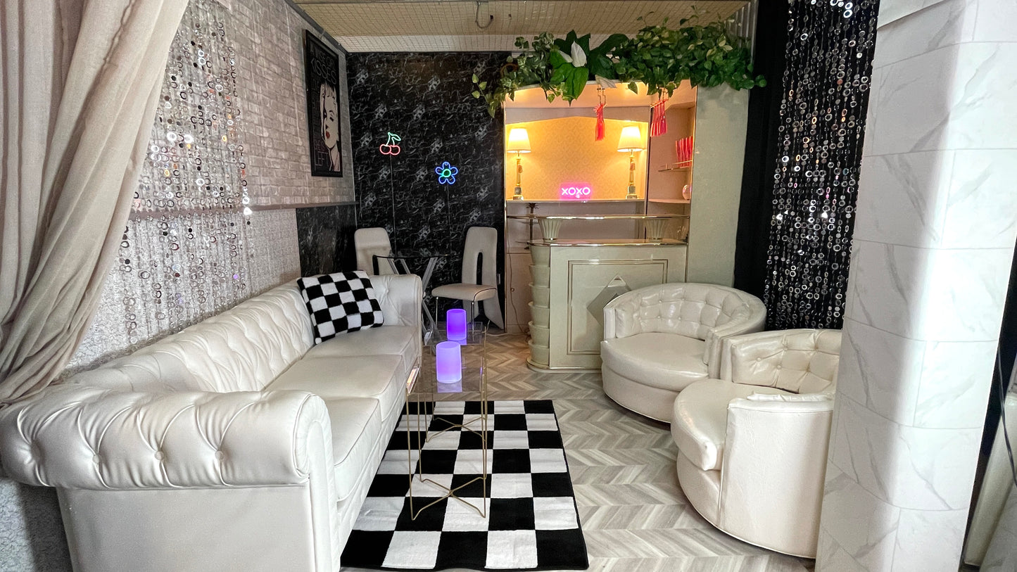 SOLD White Tufted Leather SOFA