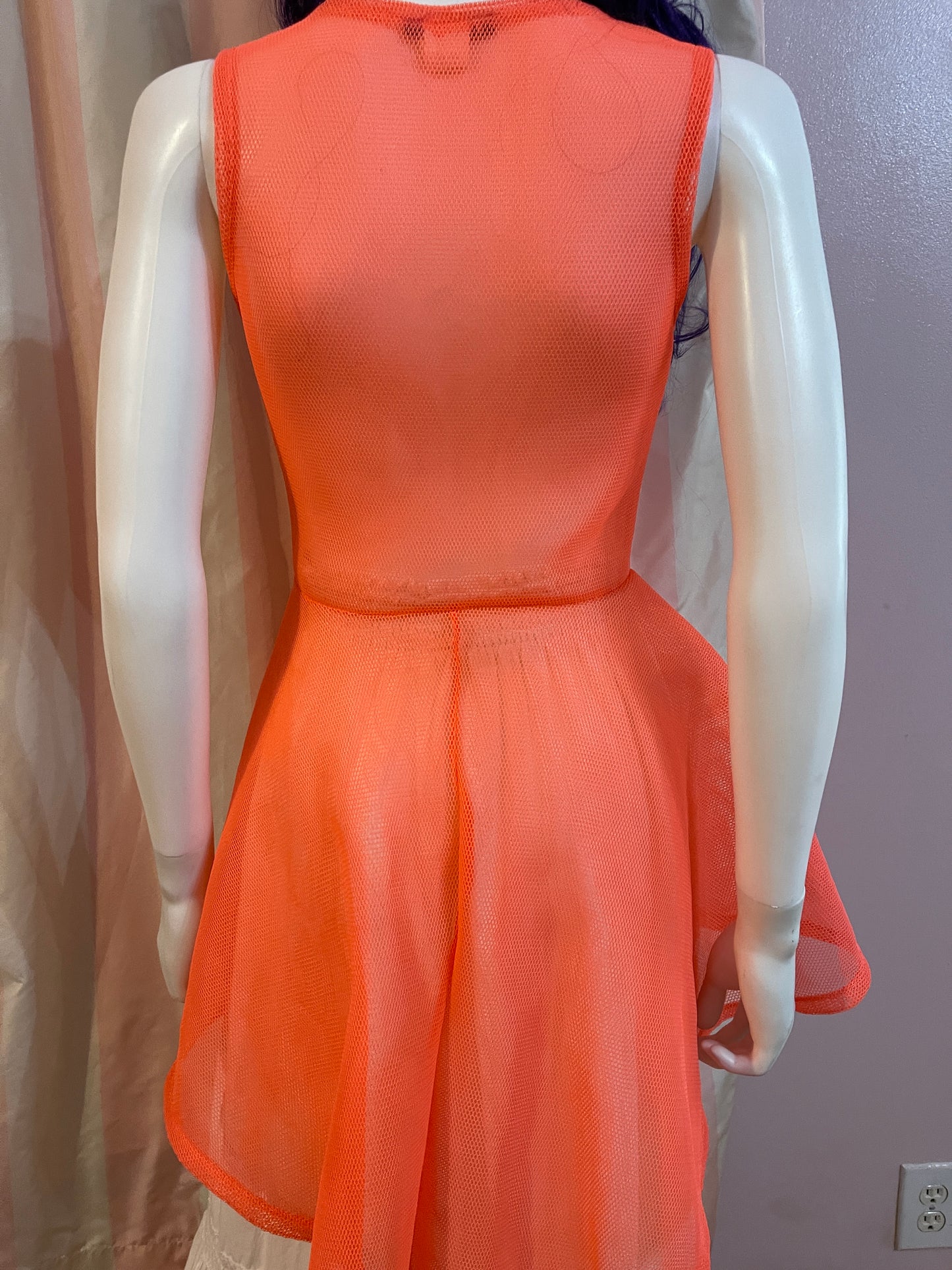 Orange Net Top & White Cotton Skirt