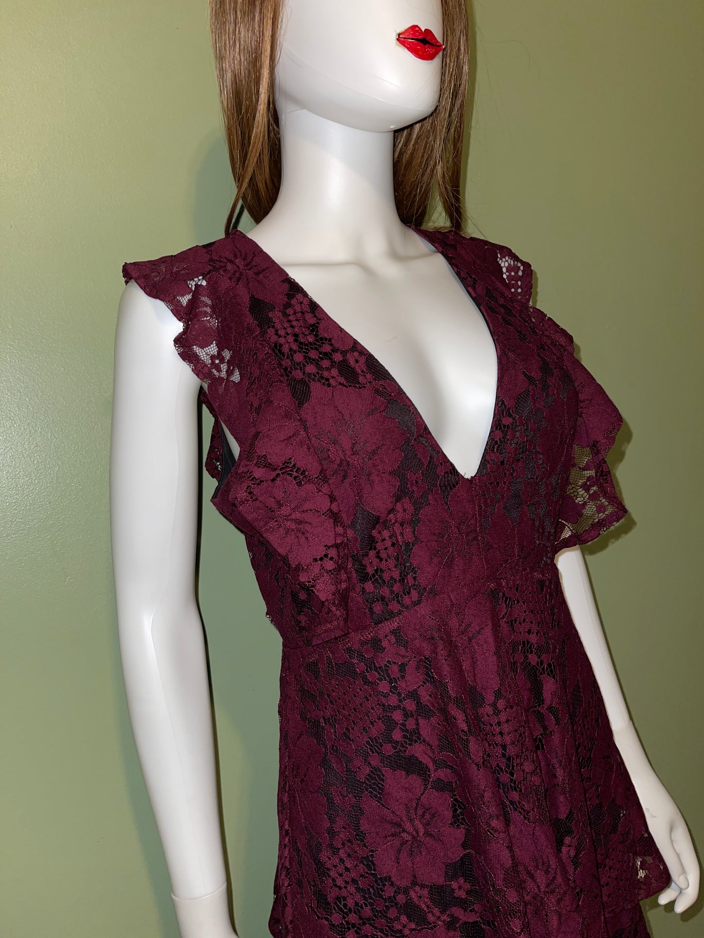 ANTIQUE STYLE DRESS RENTAL RED BURGUNDY LACE VICTORIAN GOTH WEDDING DRESS