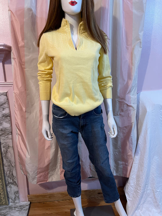 Yellow cotton sweater zip front