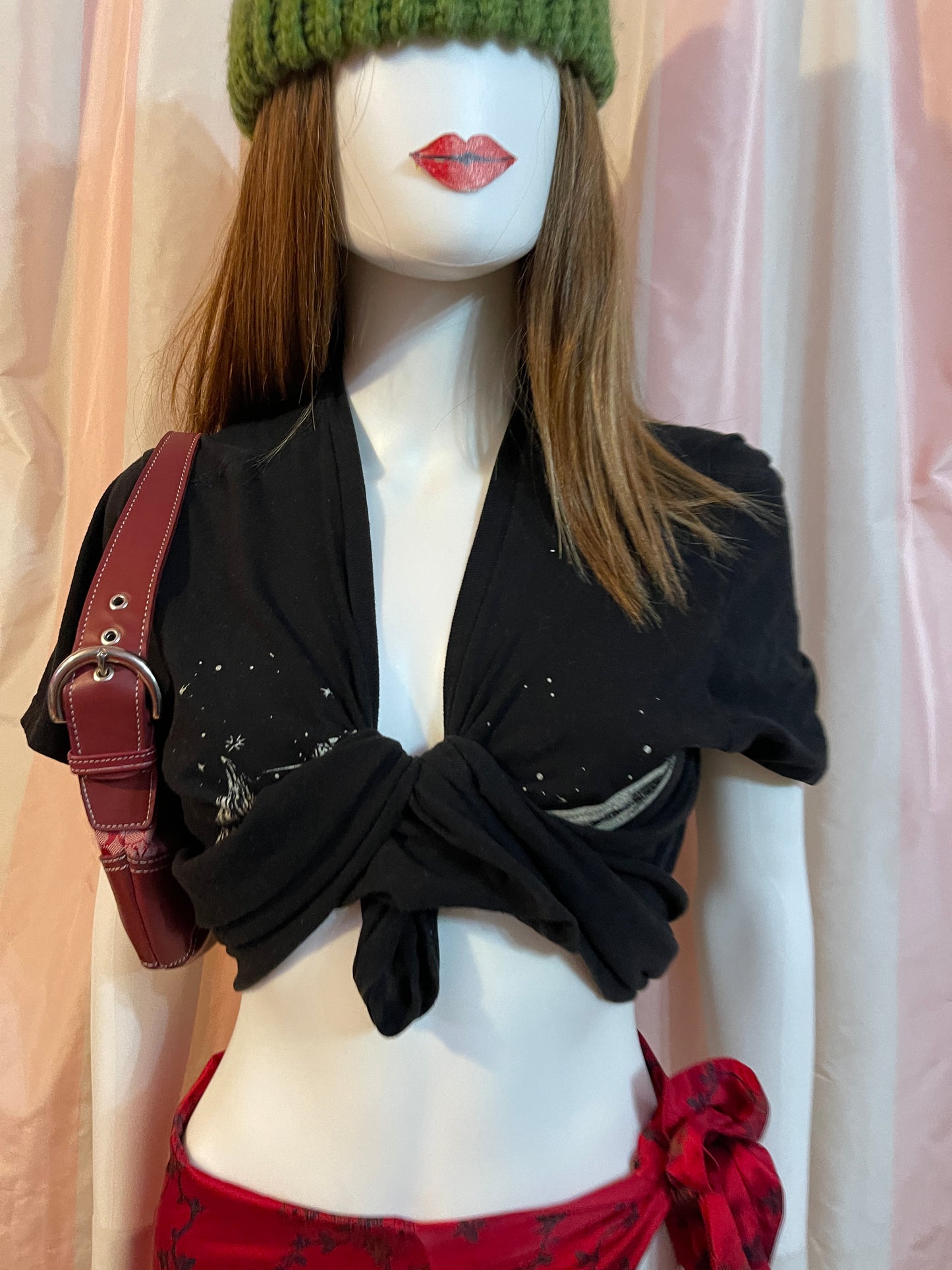 Black Tee & Red Sarong