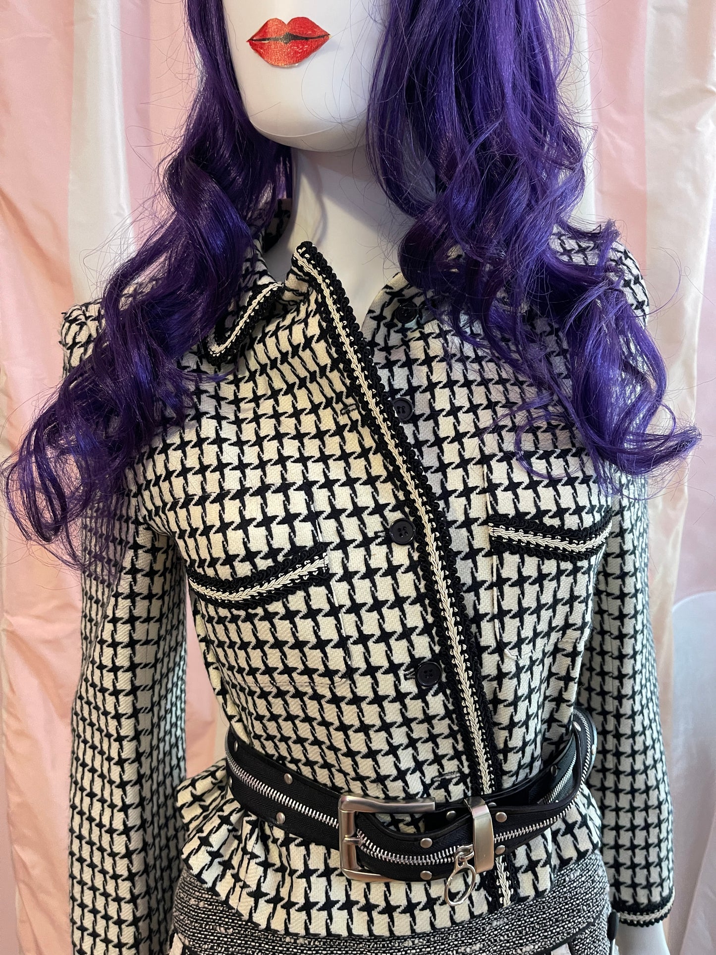 Black White Herringbone Blazer