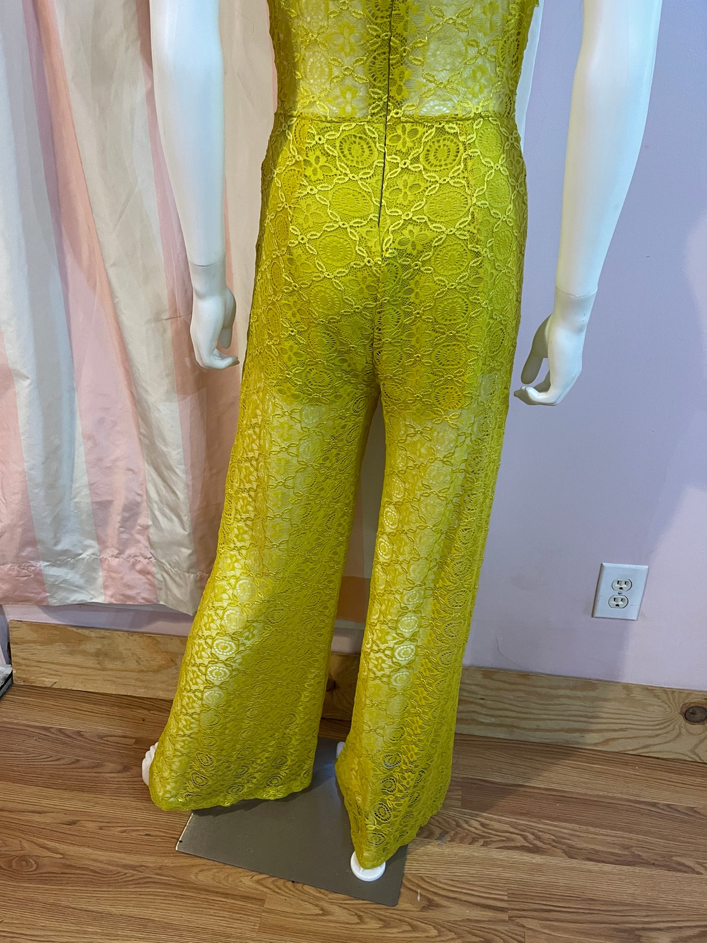 Green Lace Ruffle Pantsuit Body Suit