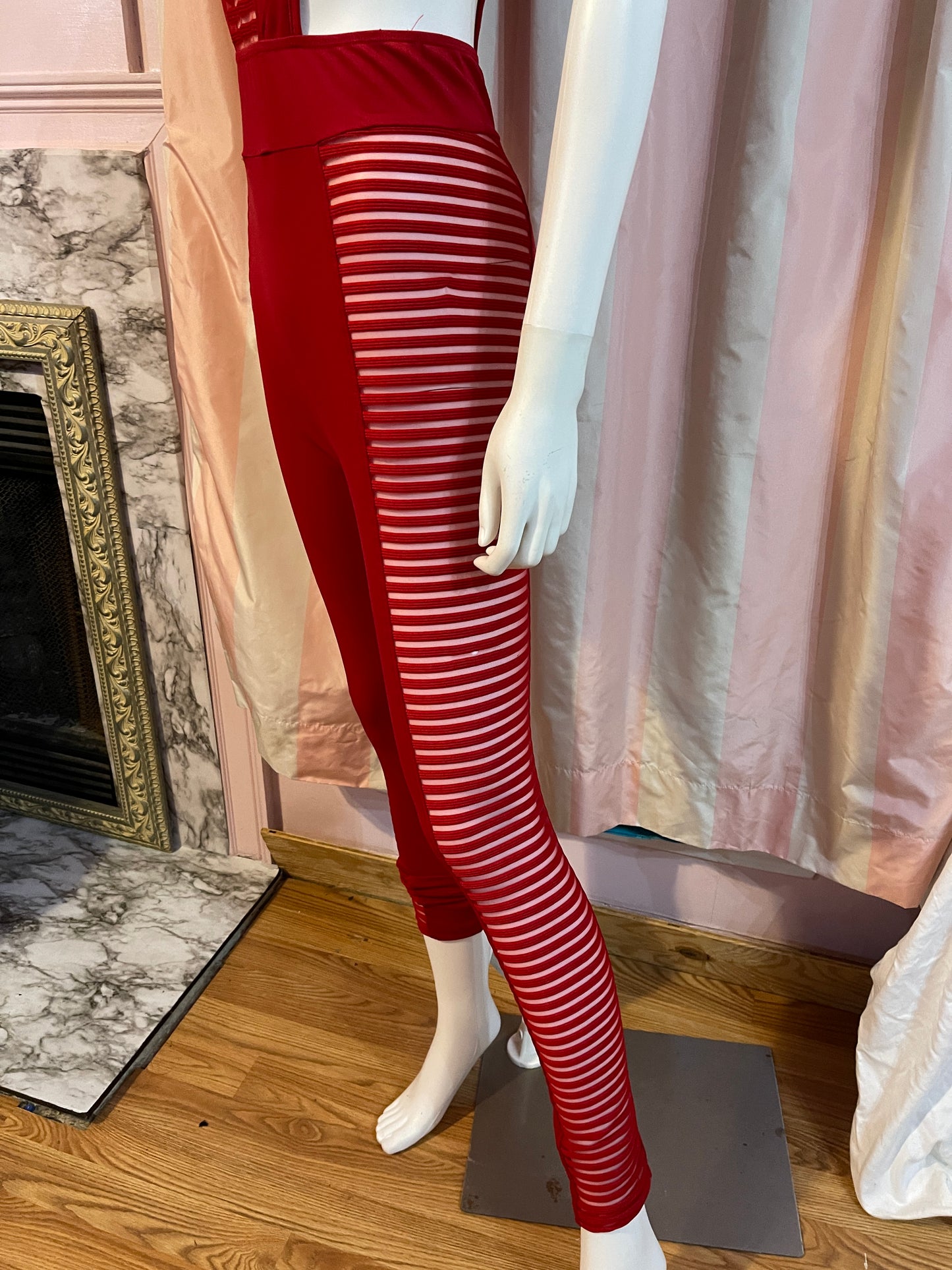 Red Cut Out Sheer Bodysuit