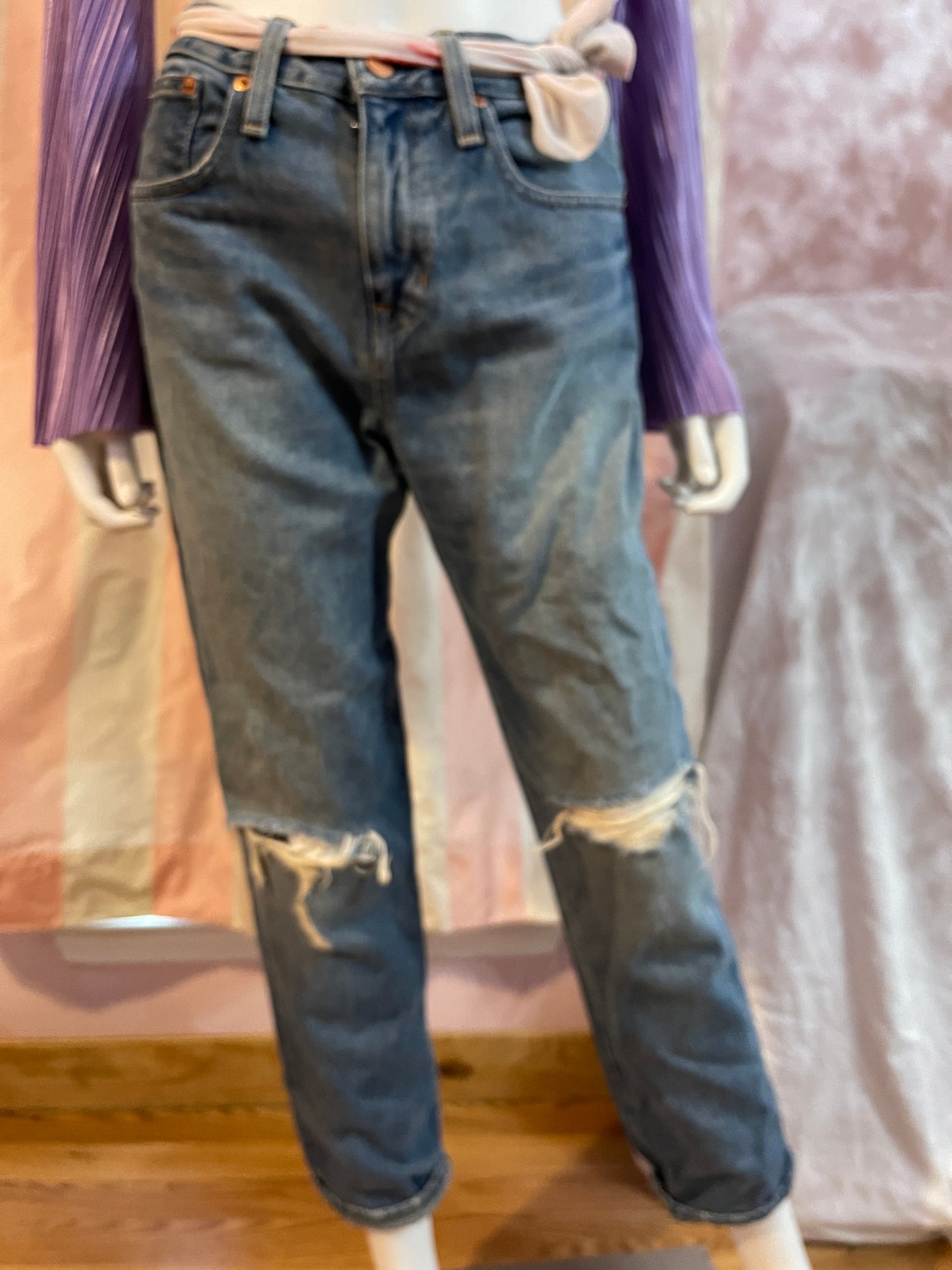 Blue Denim Distressed Jeans