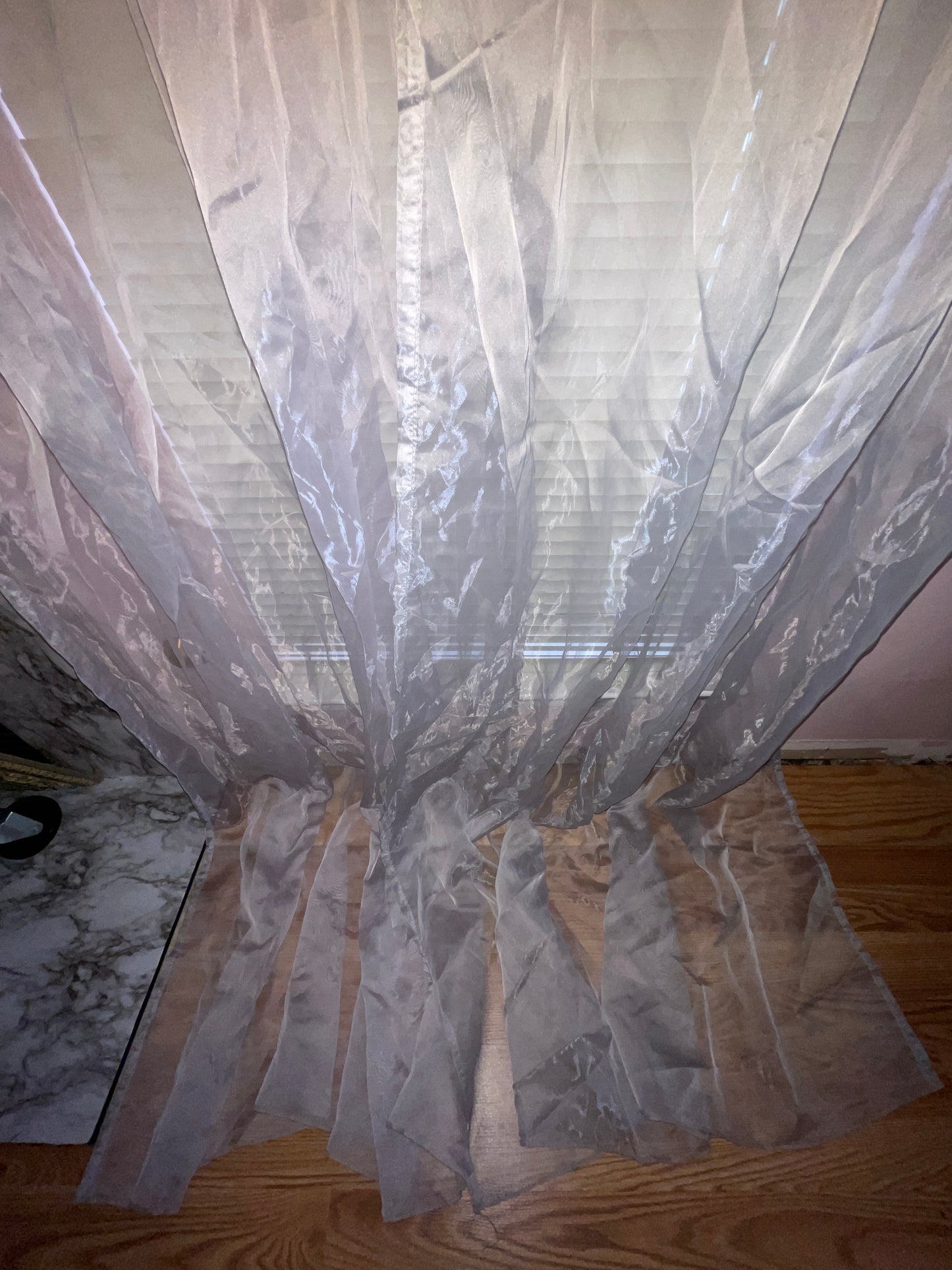 RENTAL GRAY SILVER SHEER CURTAIN WEDDING GOTH