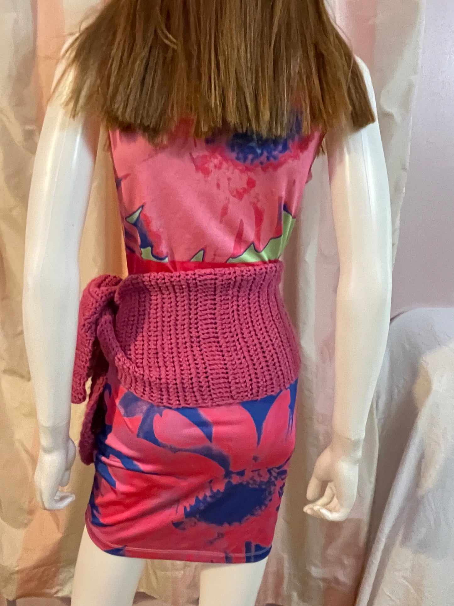 Hand Knit Pink Scarf