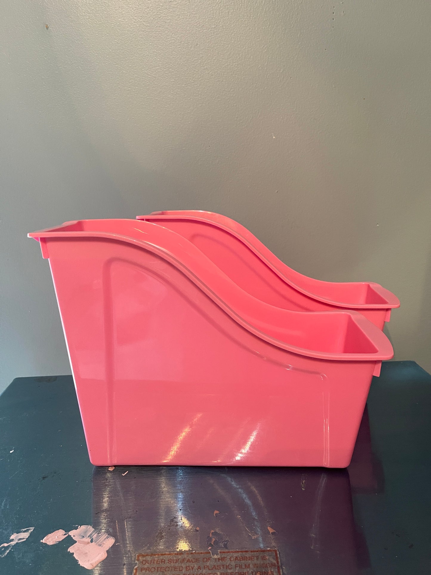 Pink Plastic File Organization Boxes