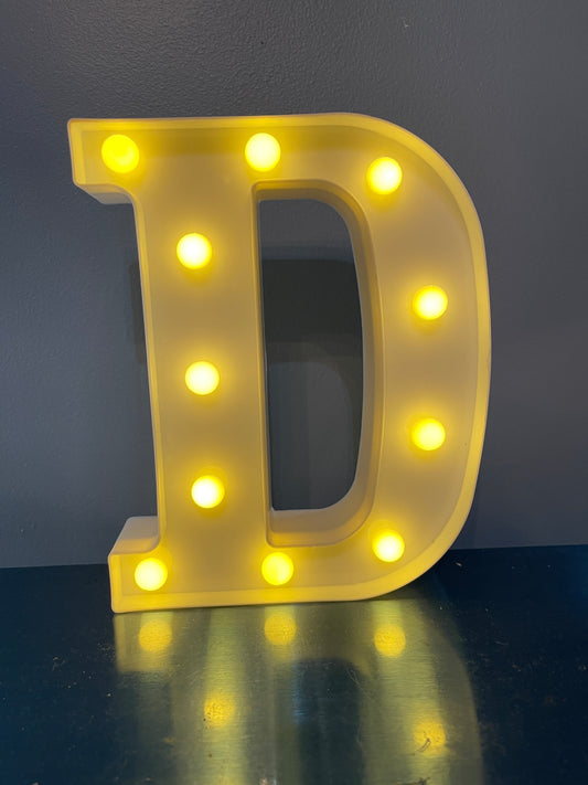 White Letter “D” lighted WEEKLY RENTAL