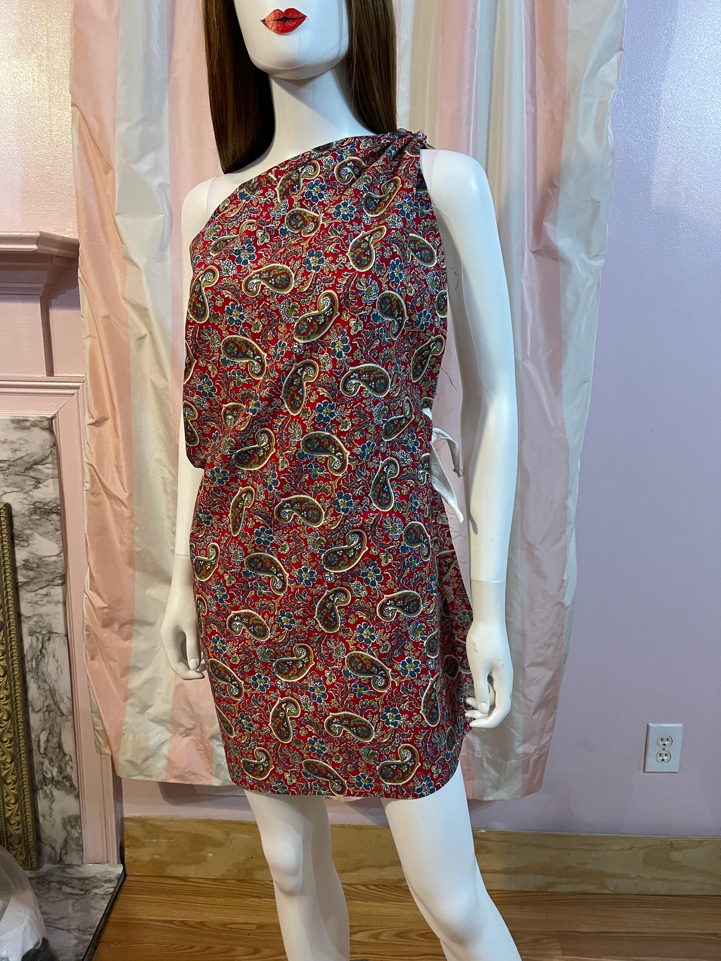Raw Edge Wrap Kaftan Dress