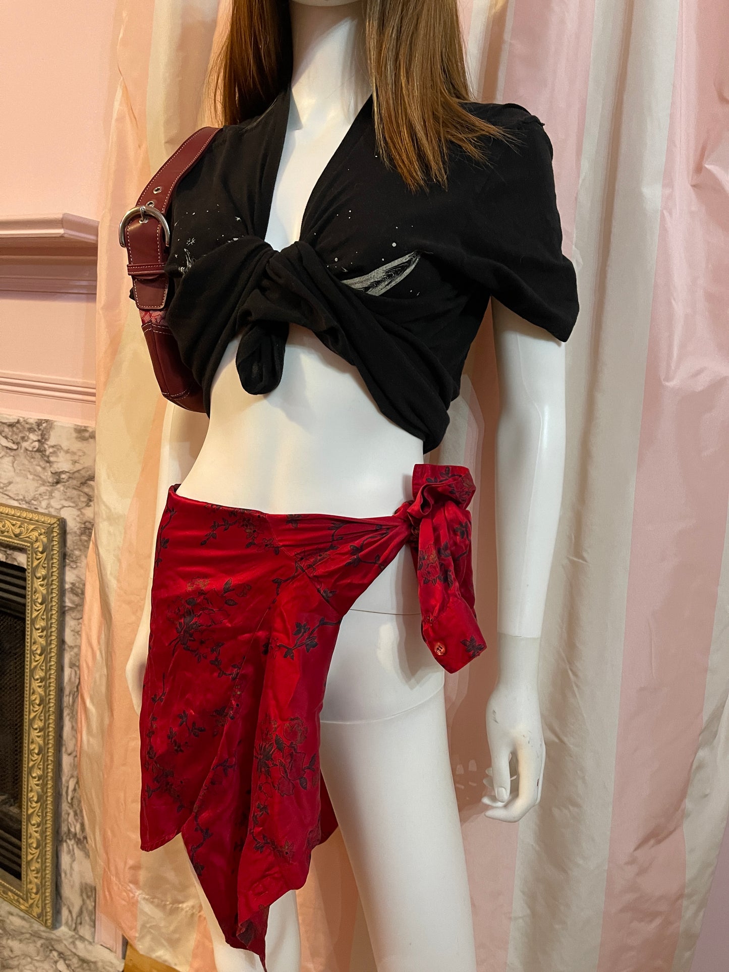 Black Tee & Red Sarong