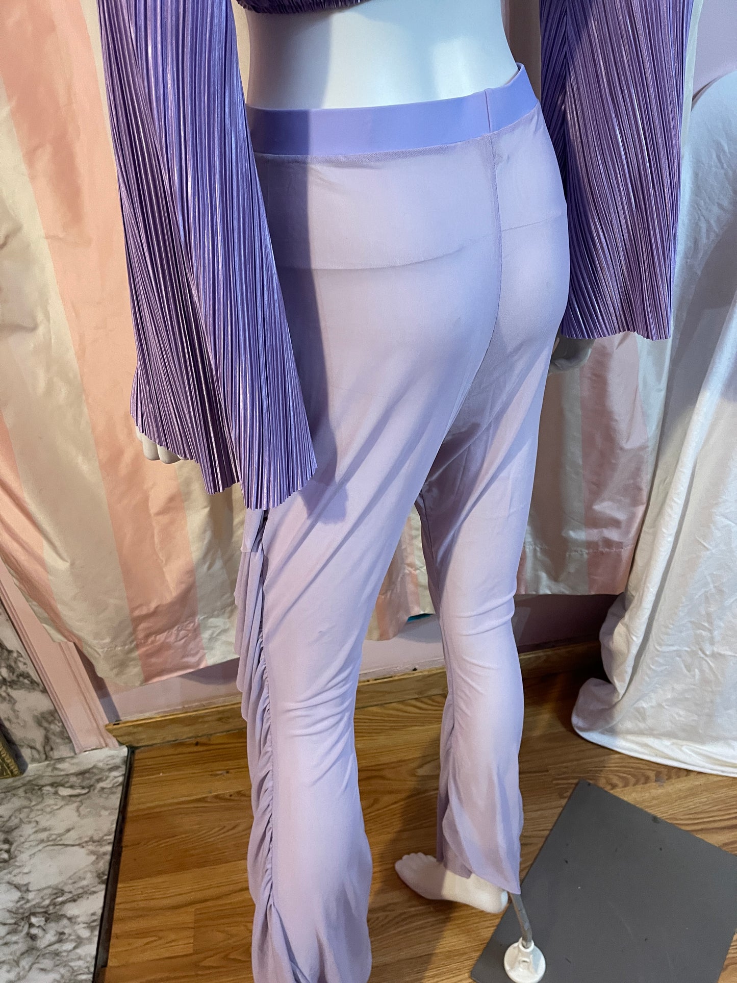 Purple Bolero midriff top with sheer pants
