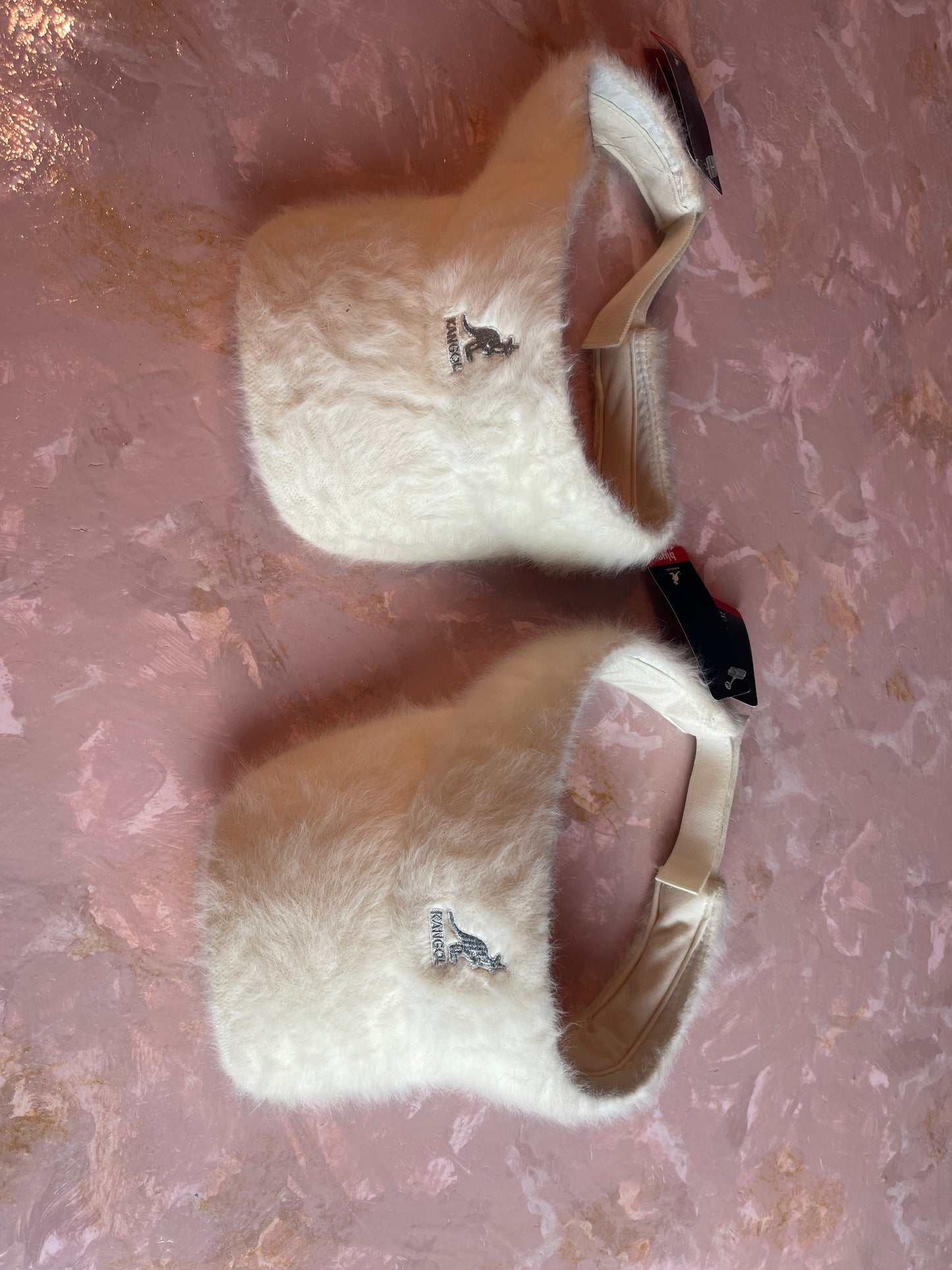 RENTAL WEDDING COUPLES WHITE KANGOL VISORS FURRY