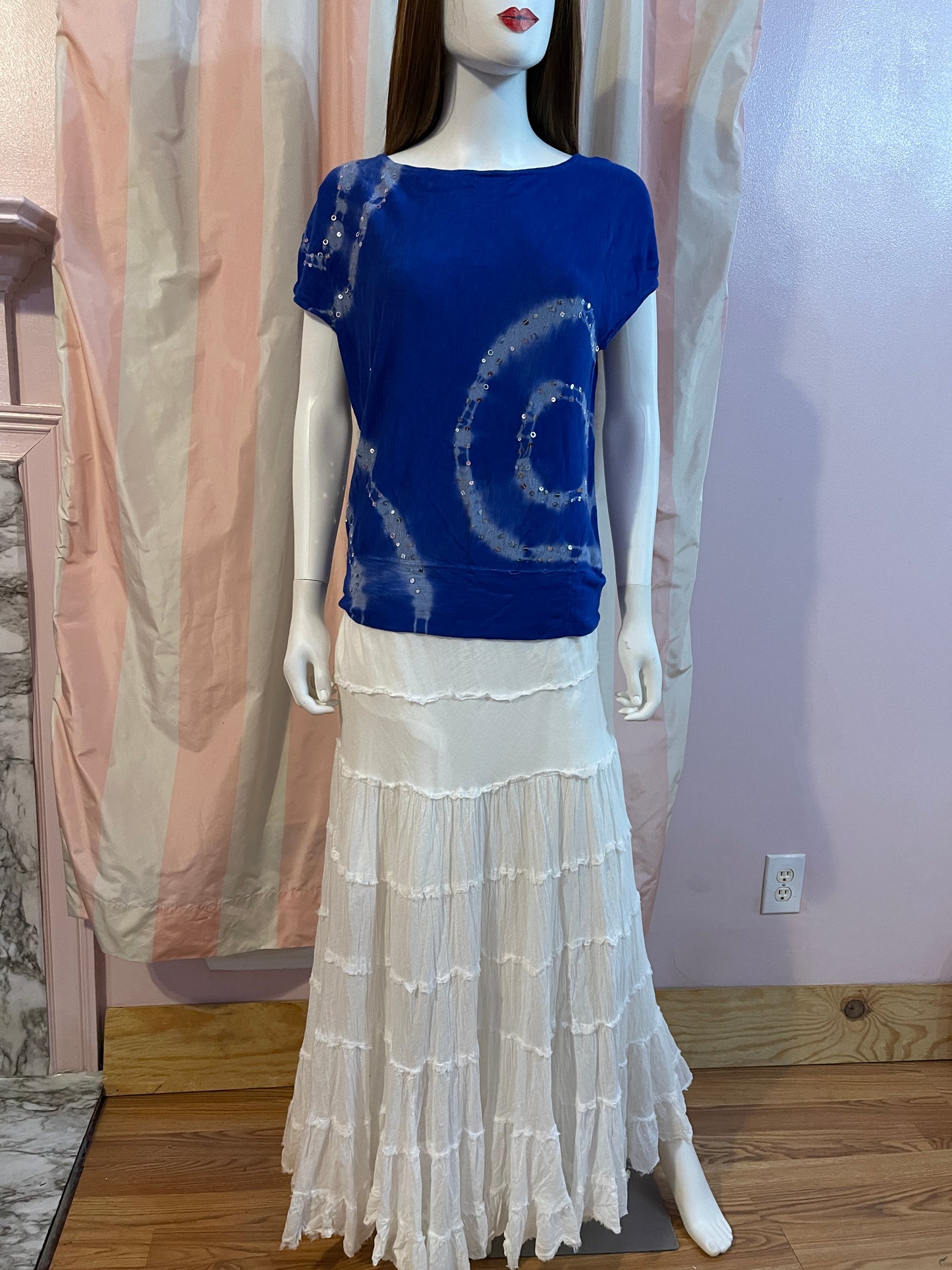 Royal Blue Sequin Short sleeve top