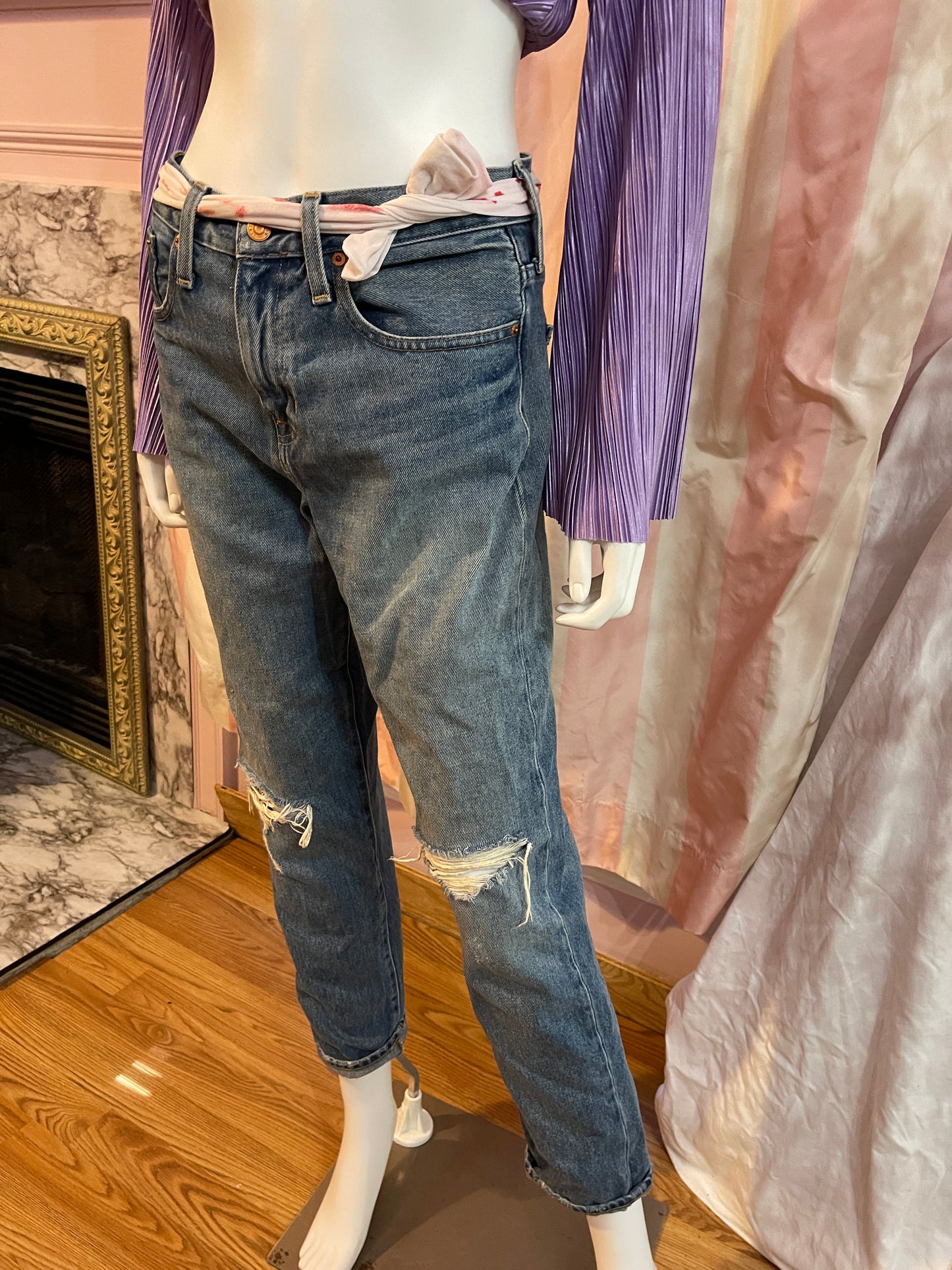 Blue Denim Distressed Jeans