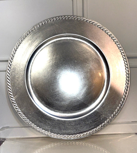 RENTAL SILVER GILT CLASSIC ROPE ORNATE PLATE CHARGER