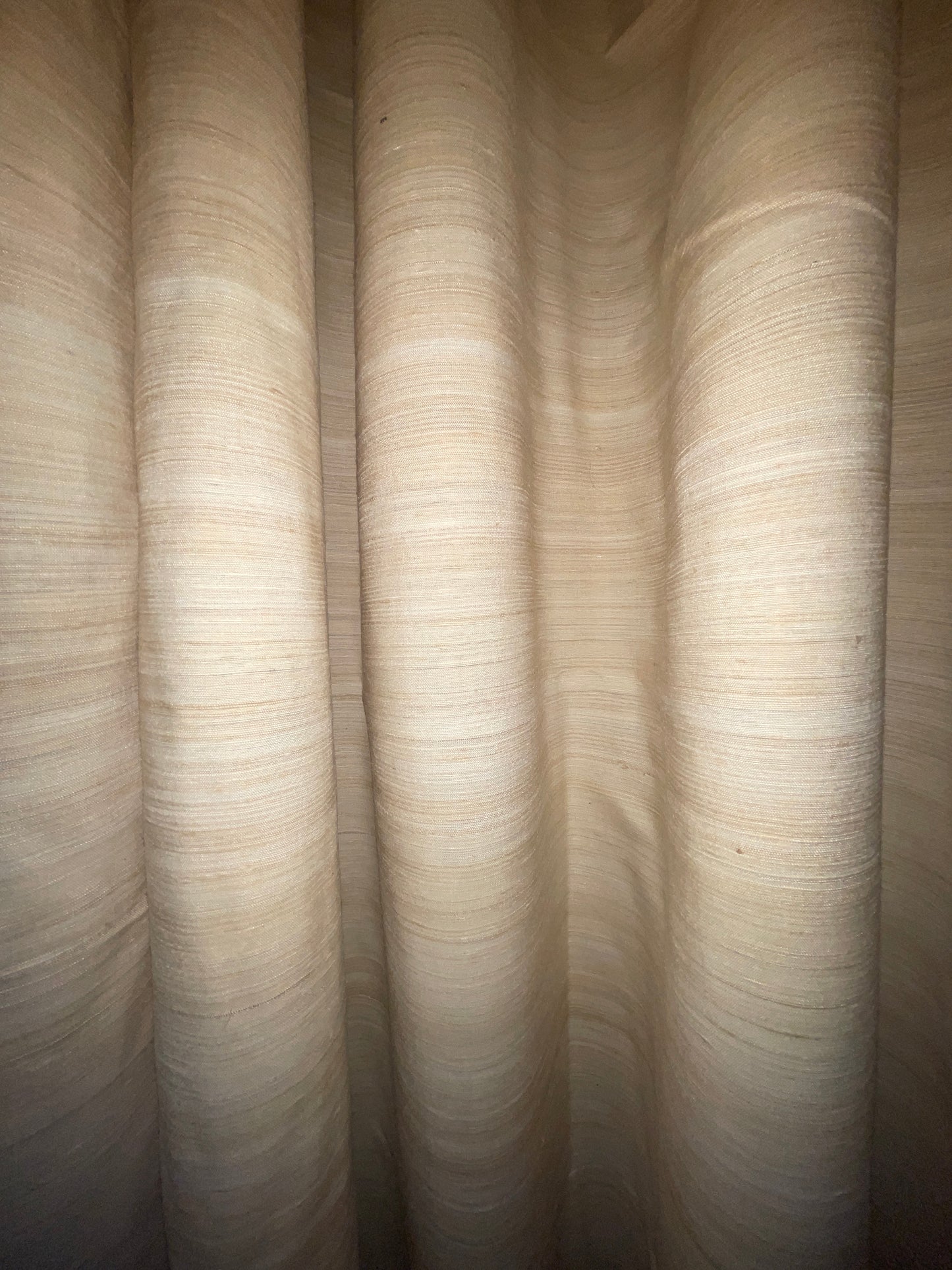 CURTAIN RENTAL TAN BEIGE RAW SILK STRIA STRIPE FABRIC pan PANELS NATURAL ORGANIC
