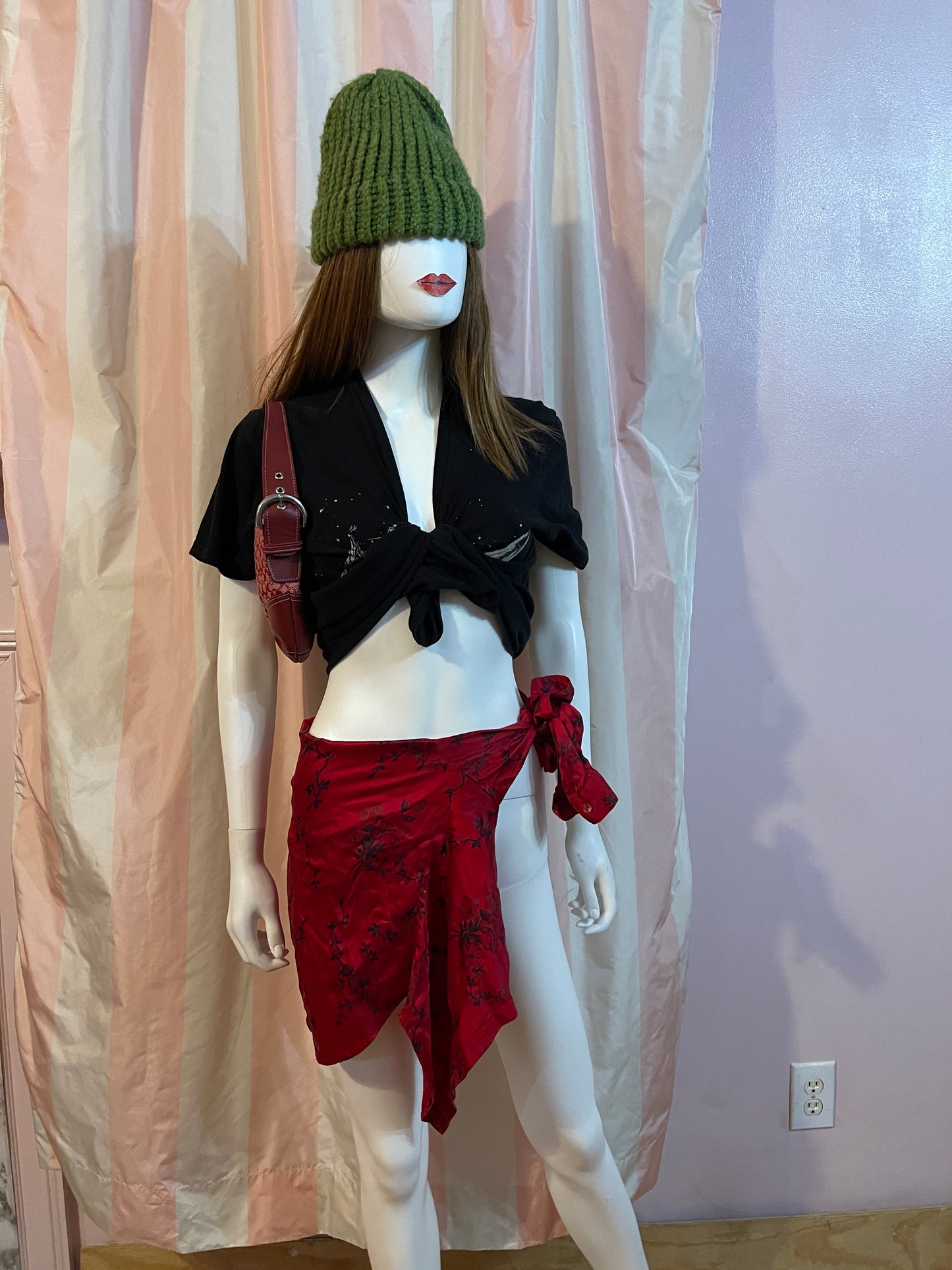 Black Tee & Red Sarong