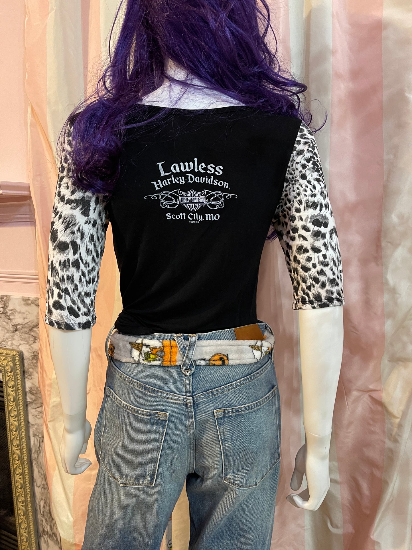 Black Harley Animal Print Tee Shirt Top