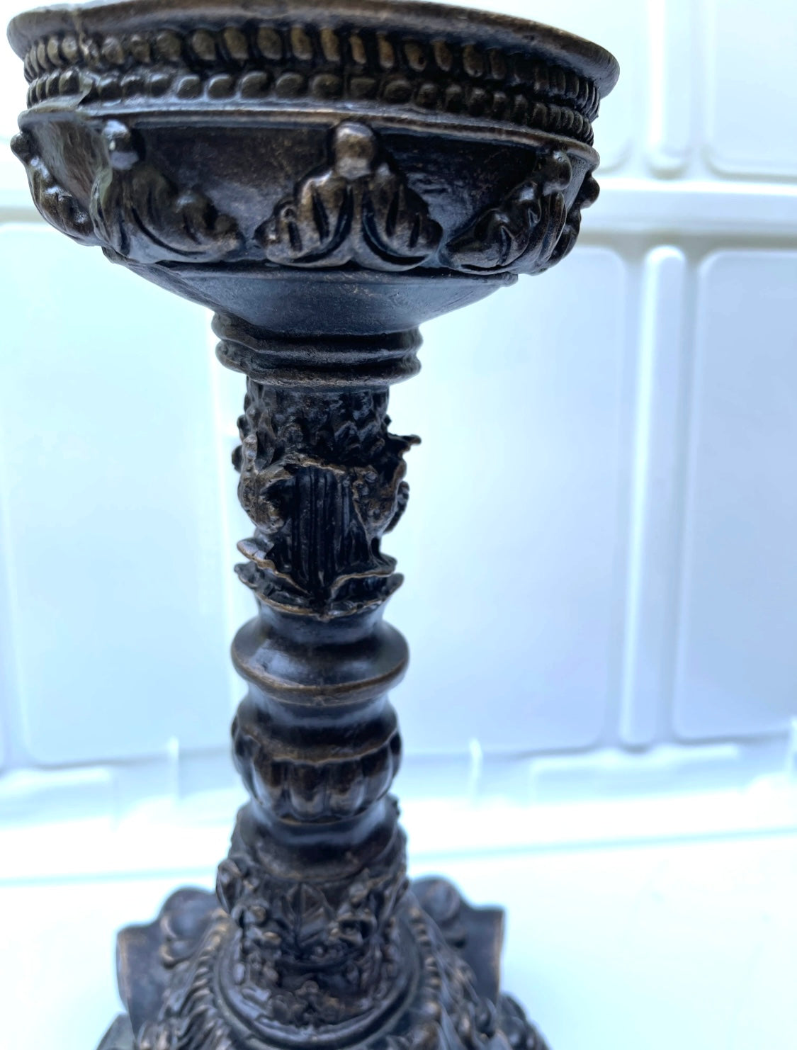 UNITY CANDLE RENTAL FRENCH VICTORIAN ORNATE CANDLE HOLDER BRONZE GOLD