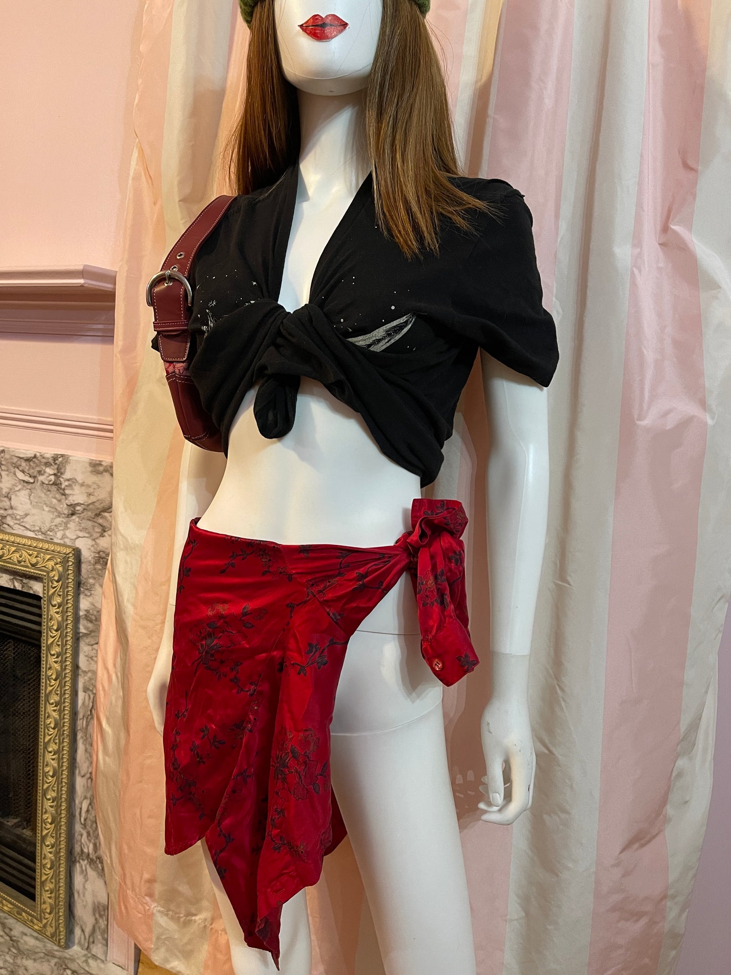 Black Tee & Red Sarong
