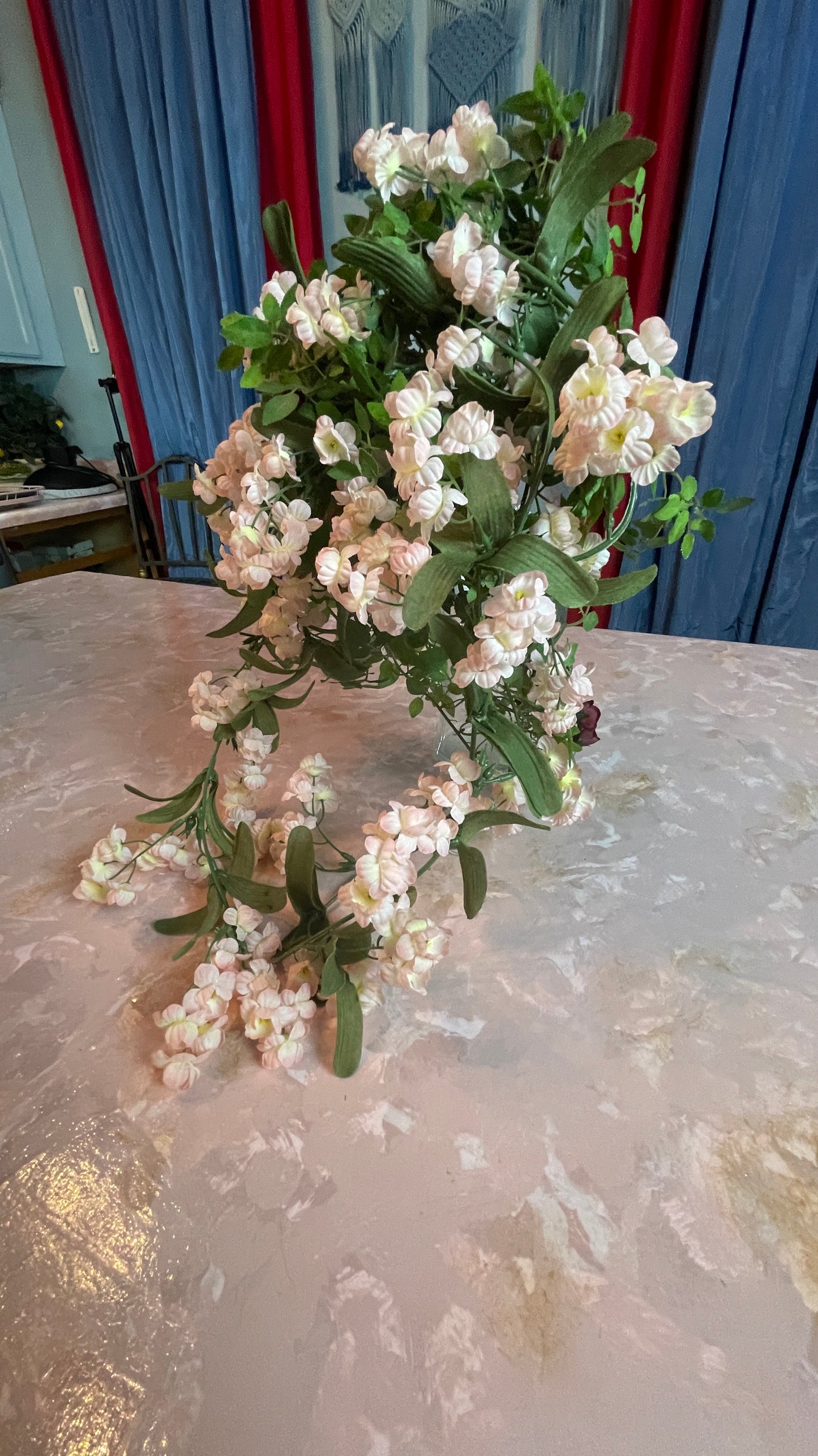 RENTAL BRIDAL BOUQUET GREENERY TINY ROSES RED PINK