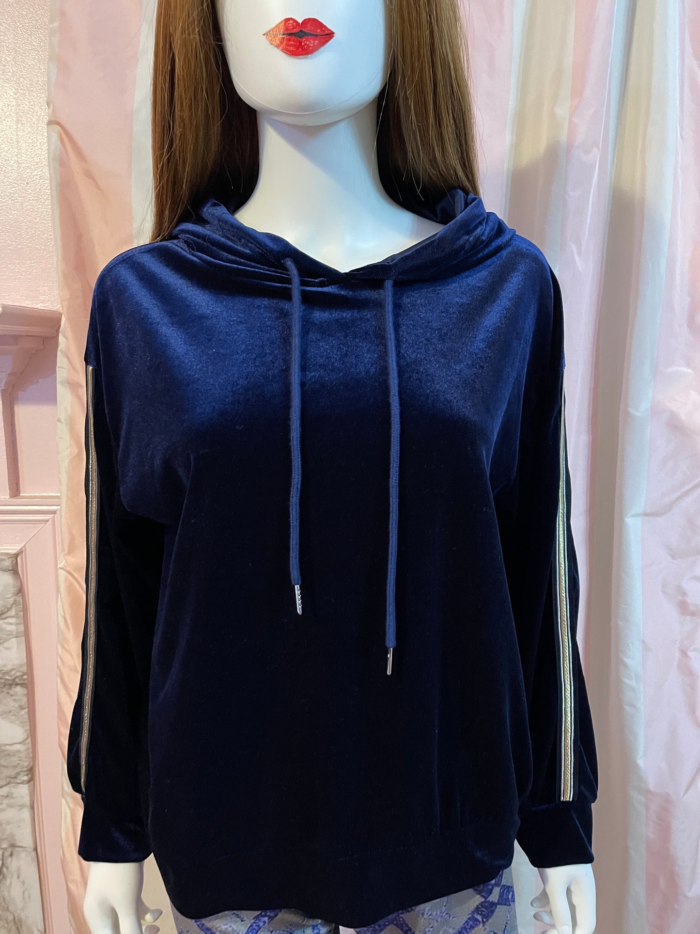 Blue Logo Leggings and Blue Velvet Gold Hoodie