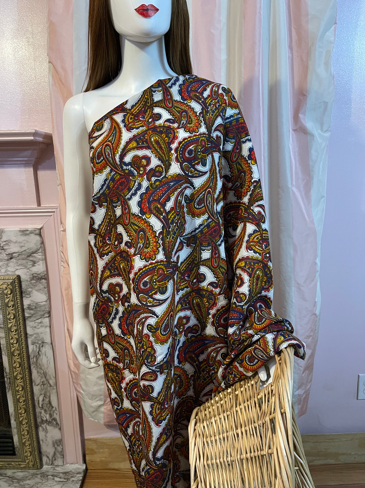 Raw Edge Wrap Paisley Kaftan Dress Beach Cover