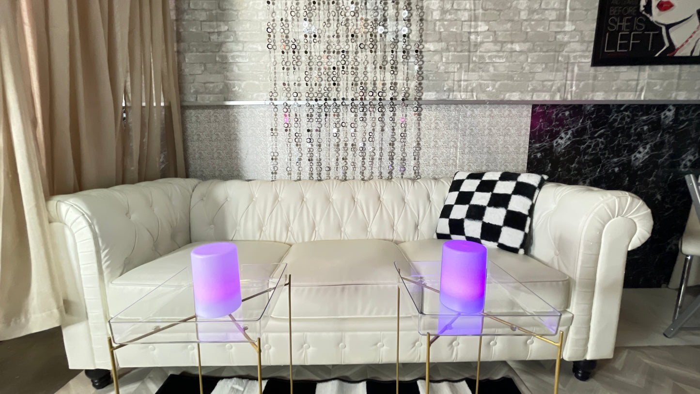 SOLD White Tufted Leather SOFA