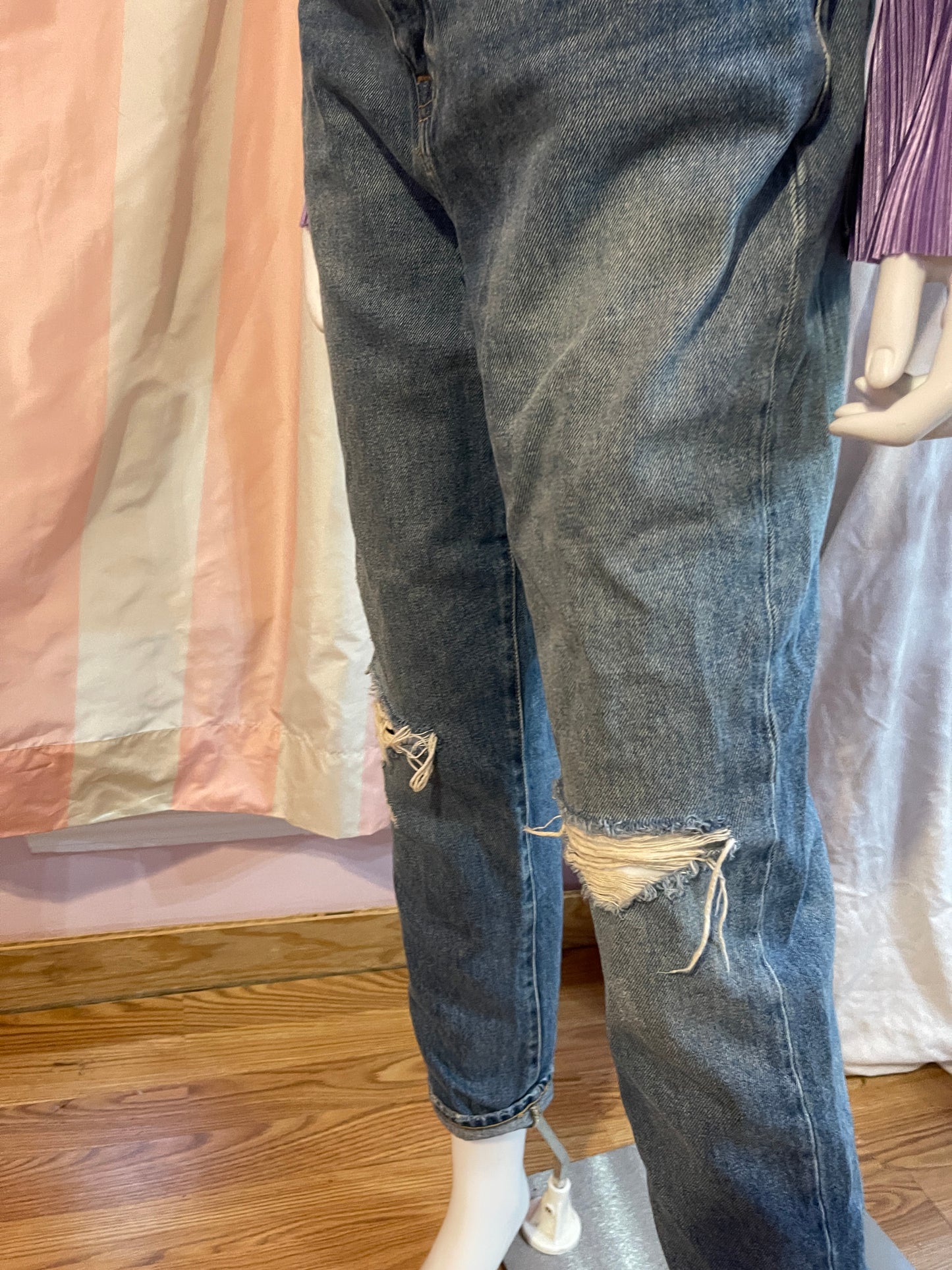 Blue Denim Distressed Jeans
