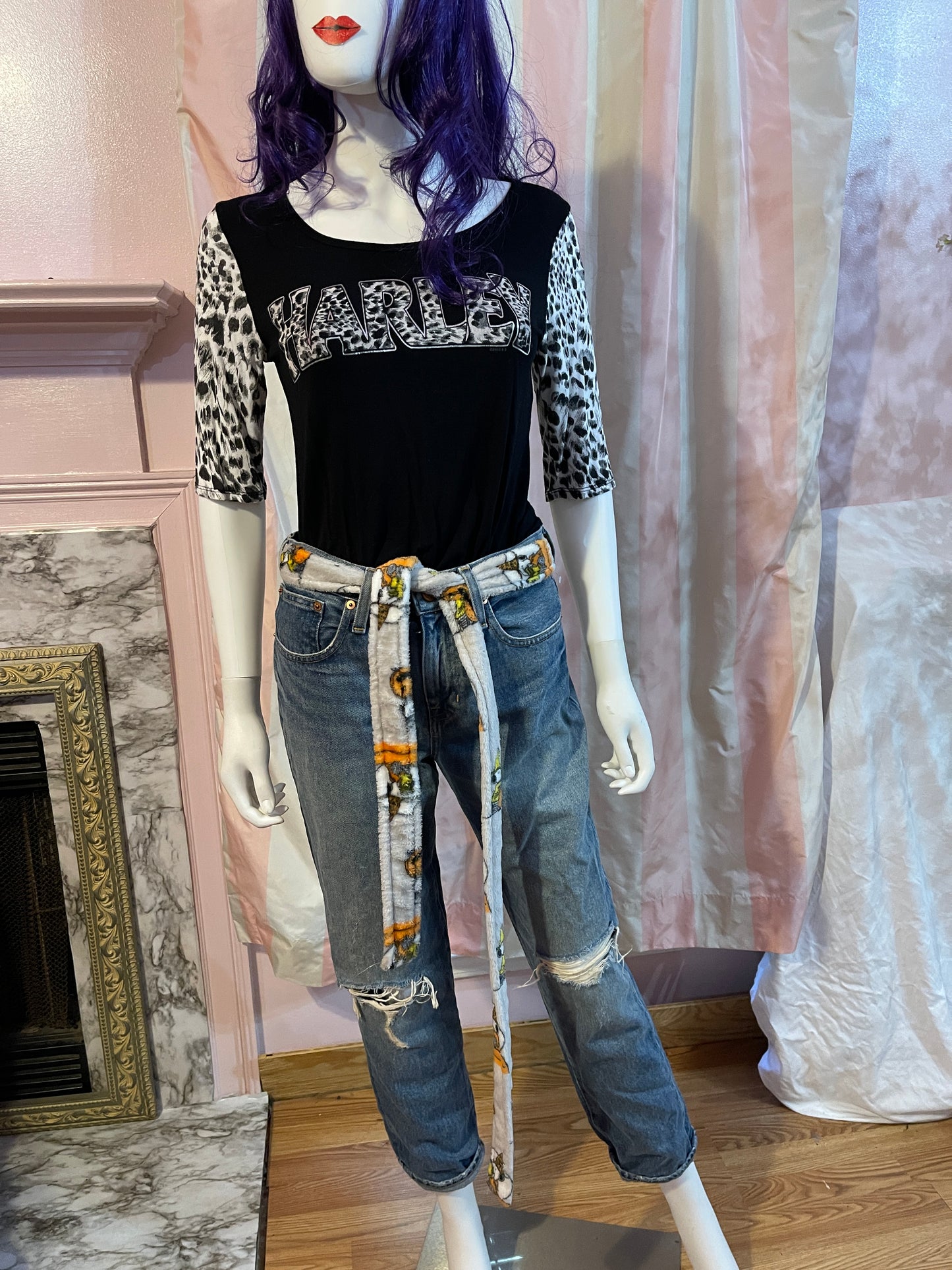 Black Harley Animal Print Tee Shirt Top