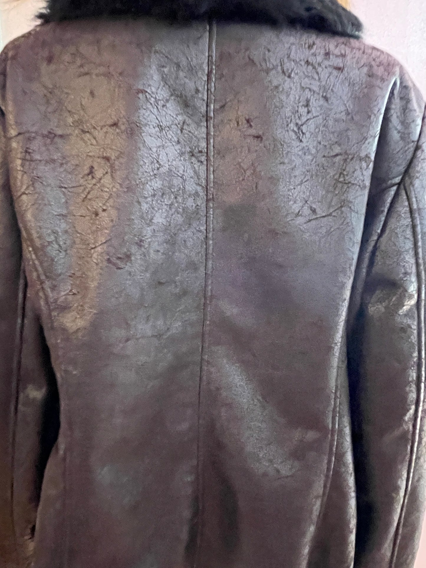 INC Faux Leather Fur Coat