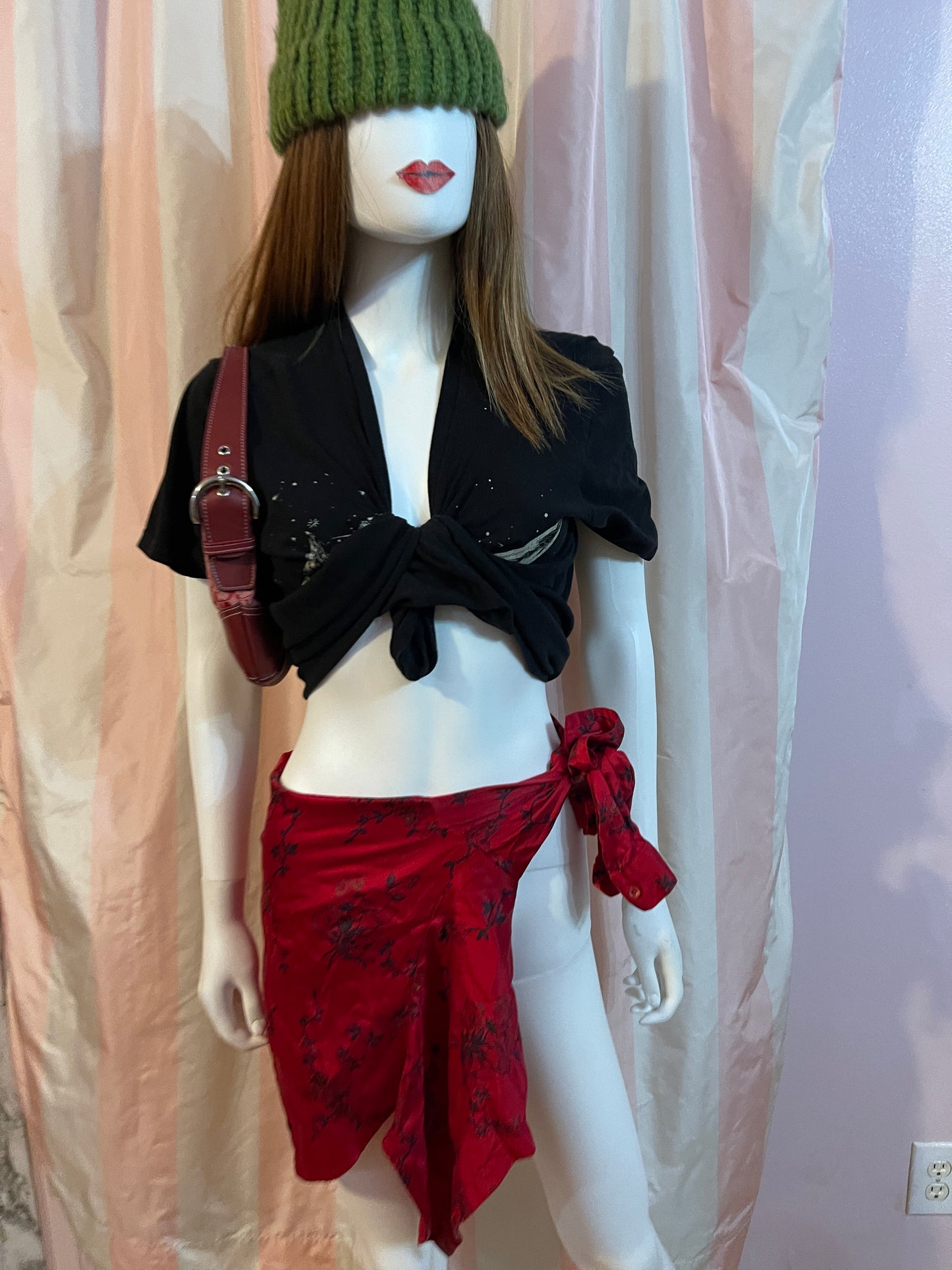 Black Tee & Red Sarong