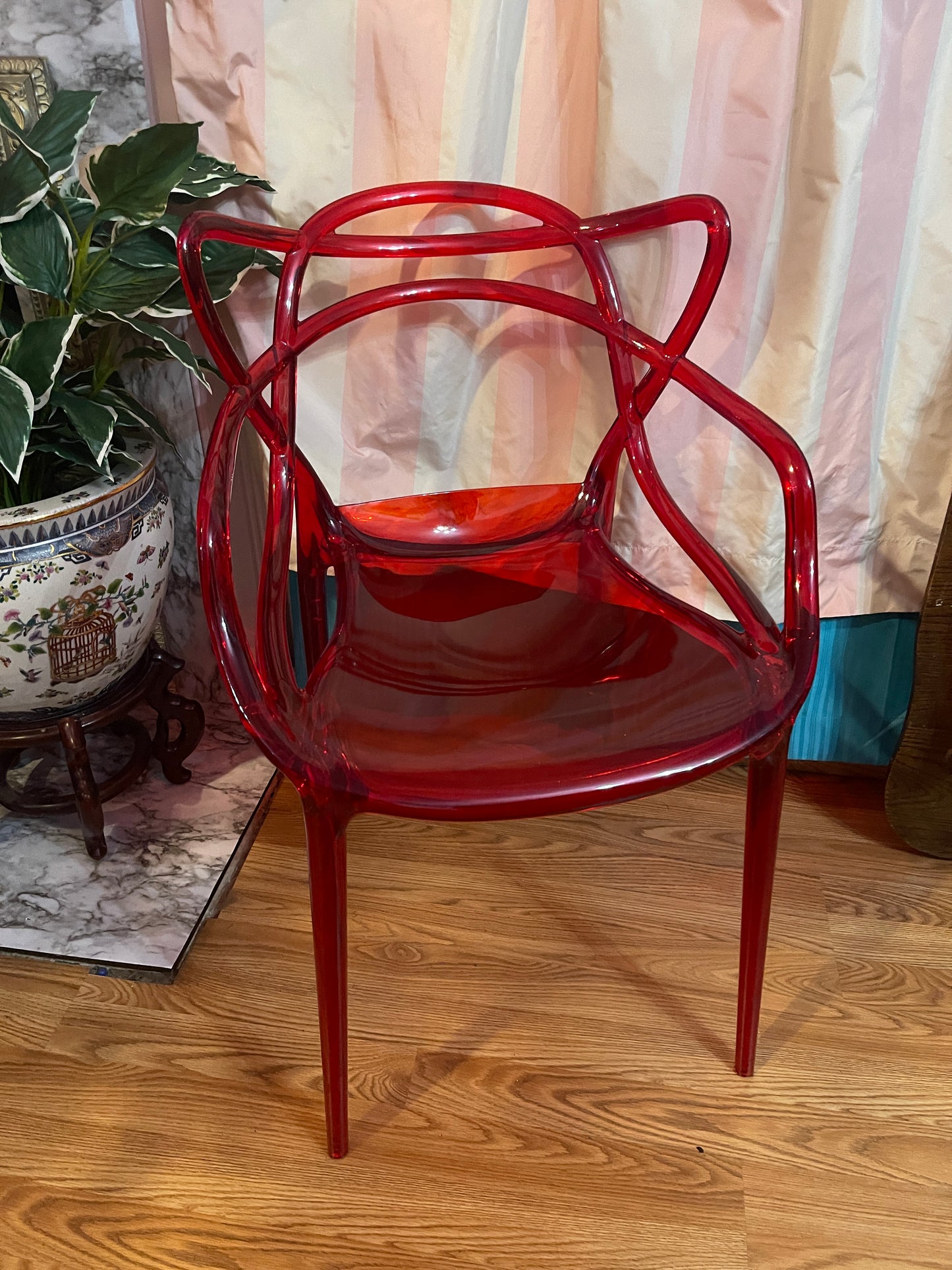 SOLD RED MODERN ACRYLIC CHAIR