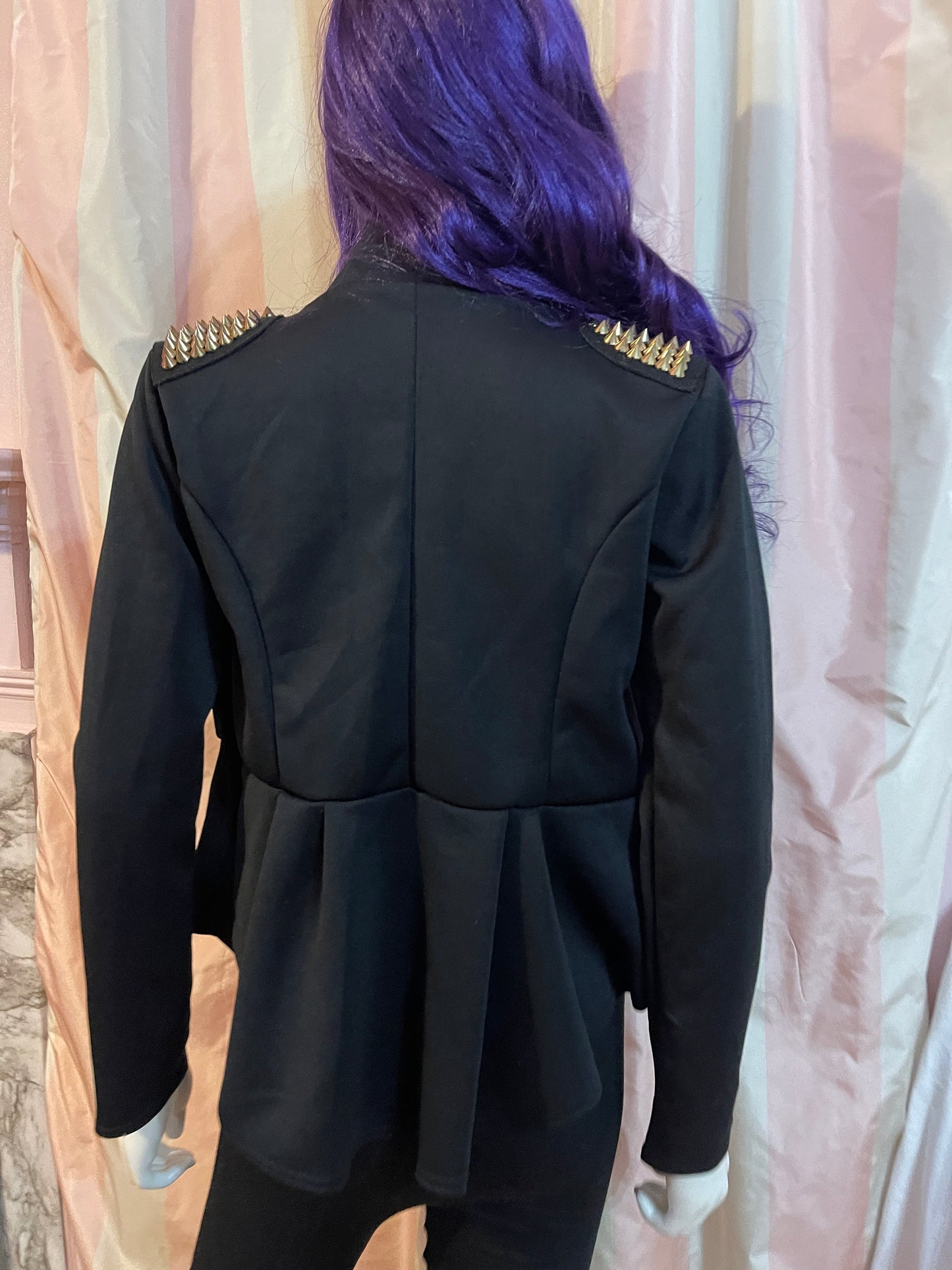 Black Gold Studded Tuxedo Crop Jacket & Black Knit Leggings