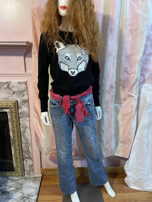 Black Wolf Sweater & Distressed Jeans