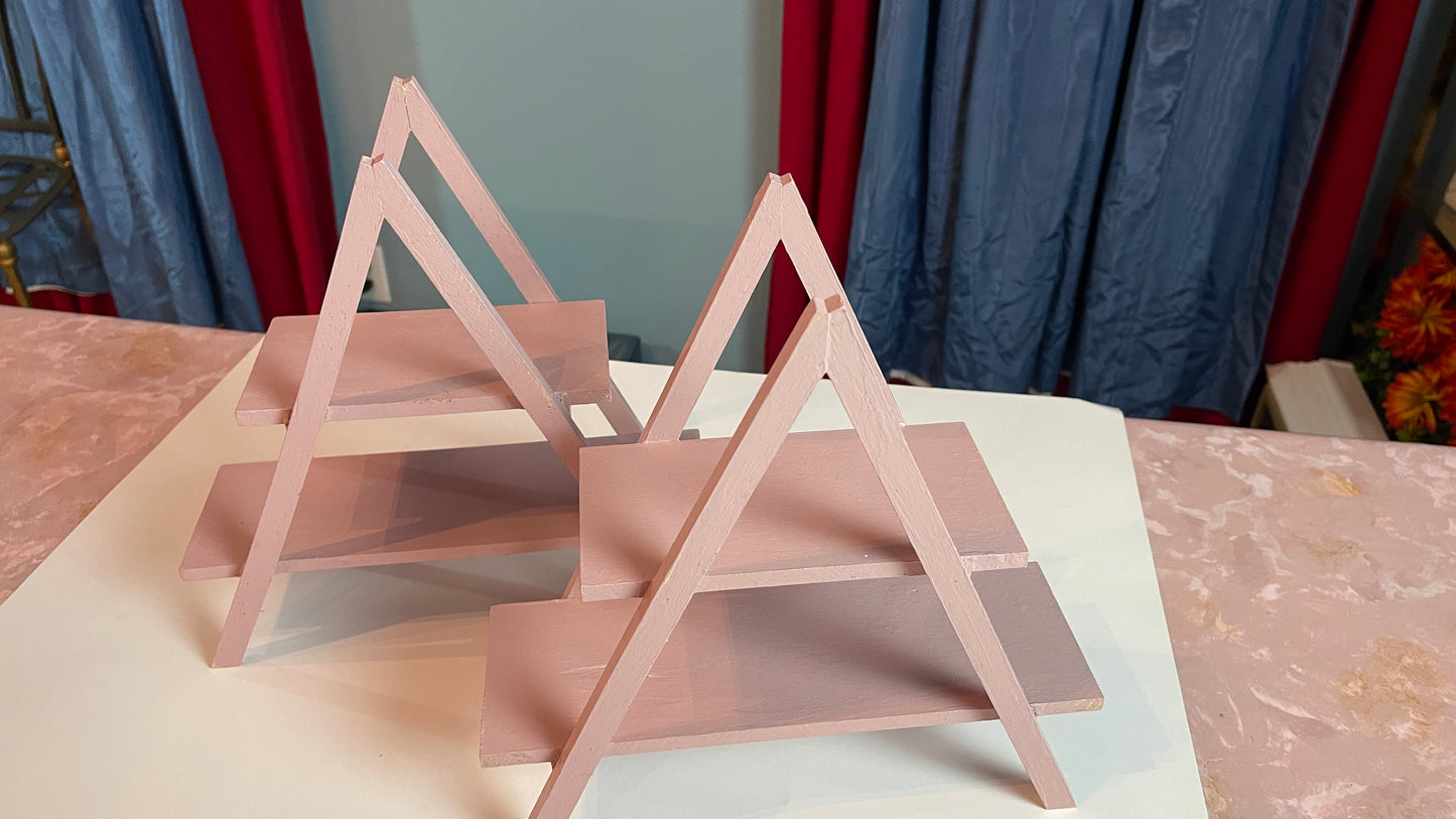 RENTAL PINK WOOD DISPLAY DESSERT CUPCAKE SMALL STAND